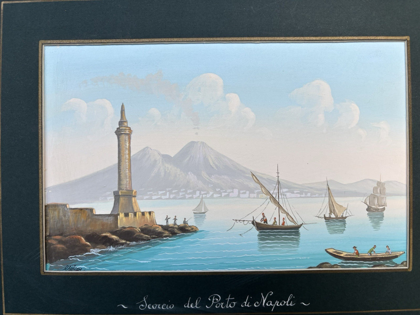 Gouache Vintage Dipinti Su Carta -Vedute Di Napoli-