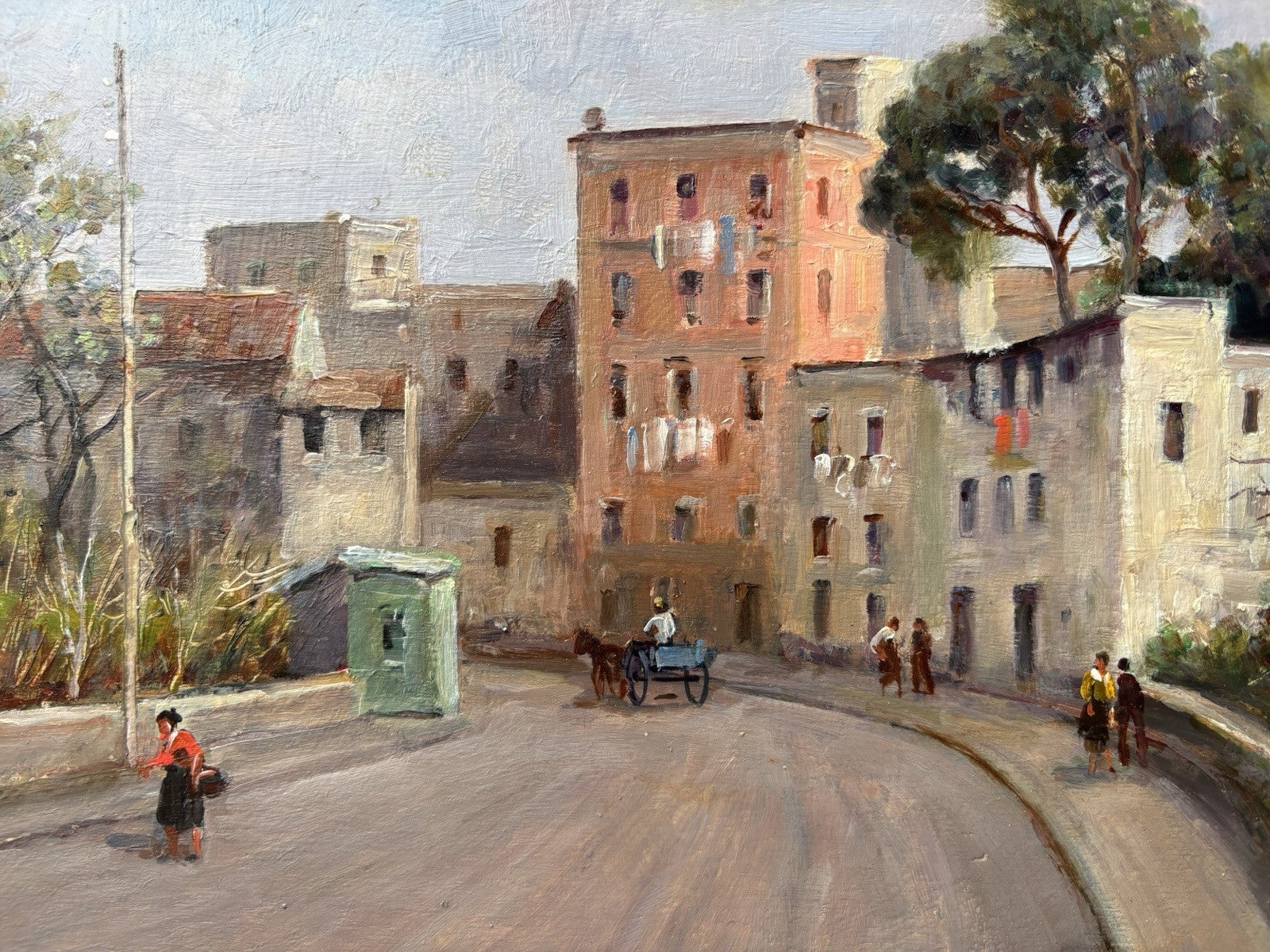 Quadro -Strada Di Paese- Vincenzo Canino dipinto a olio su tavoletta