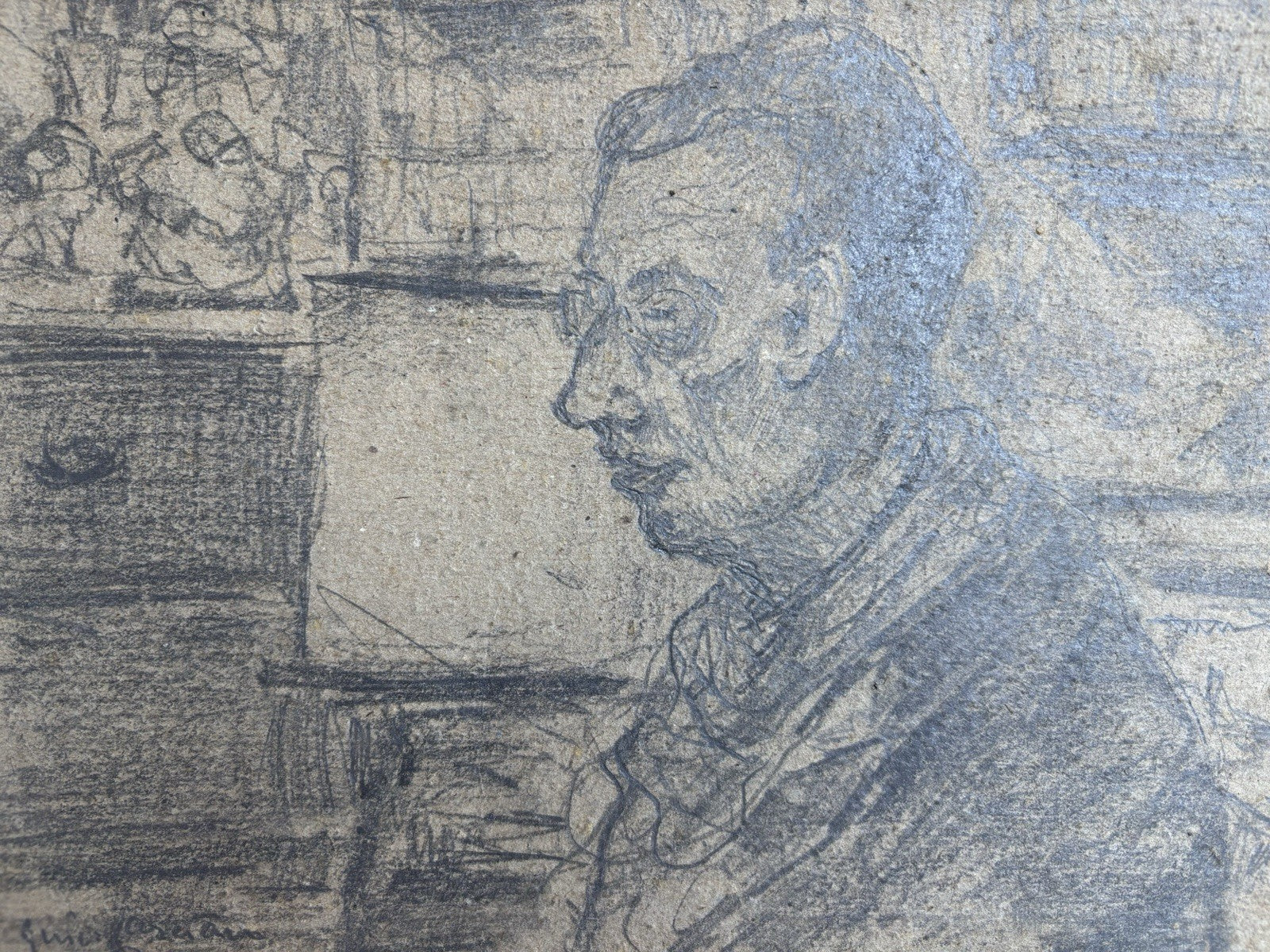 Quadro -Figura Di Uomo- Guido Casciaro disegno a matita su cartoncino