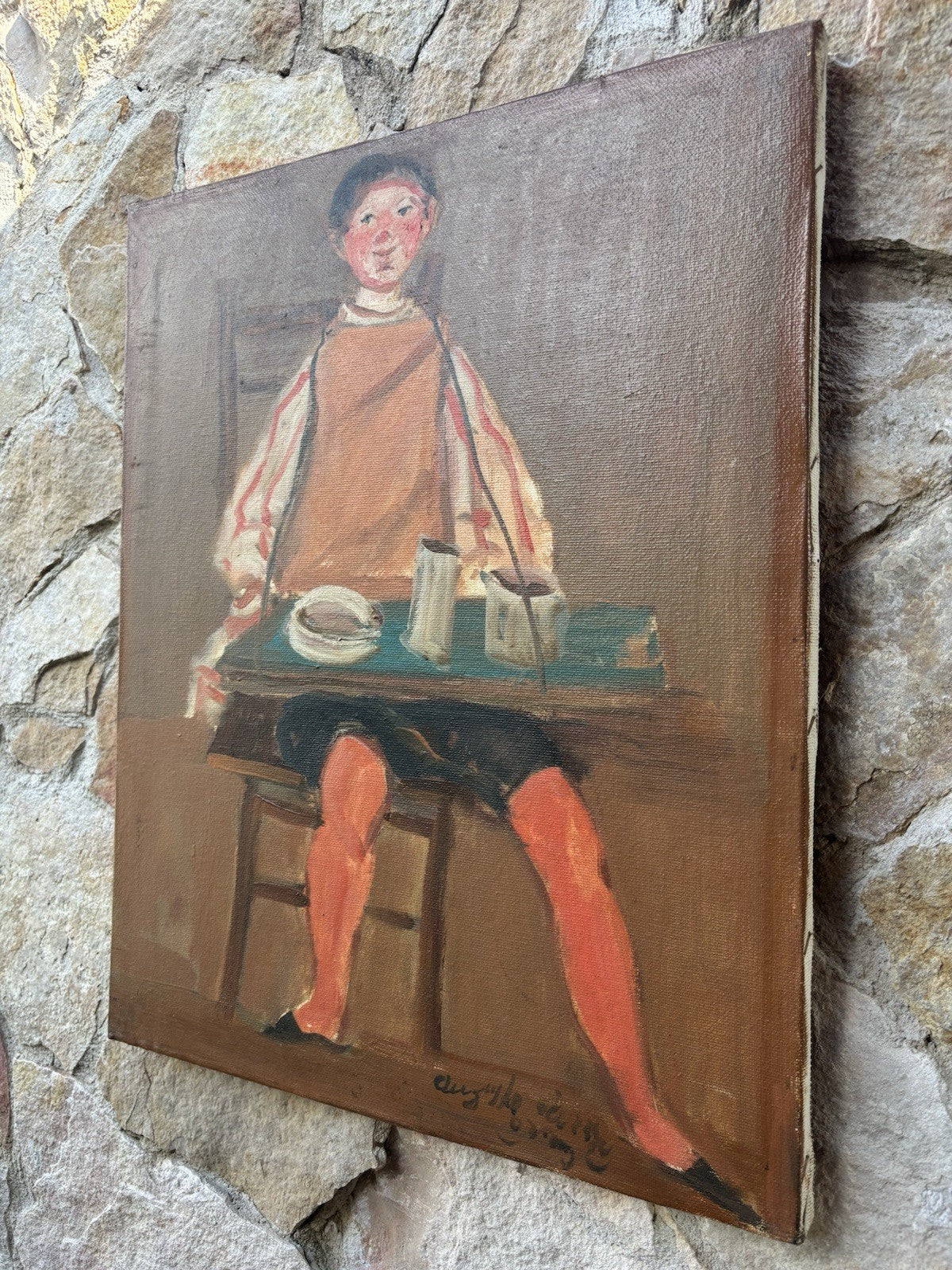 Quadro -Figura- Augusto Orange De Rose dipinto a olio su tela