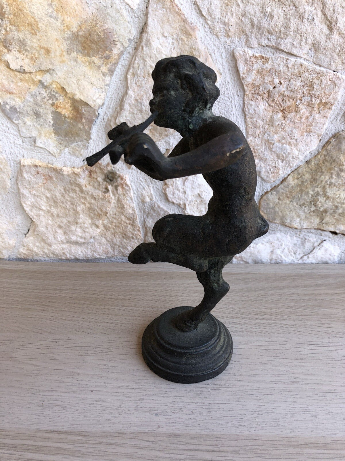 Scultura Vintage In Bronzo -Fauno Con Piffero
