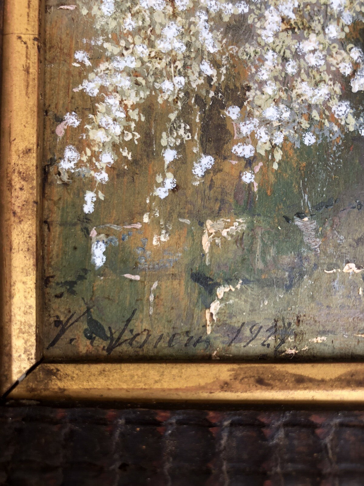Quadro antico -Pergolato-dipinto a olio su tavola