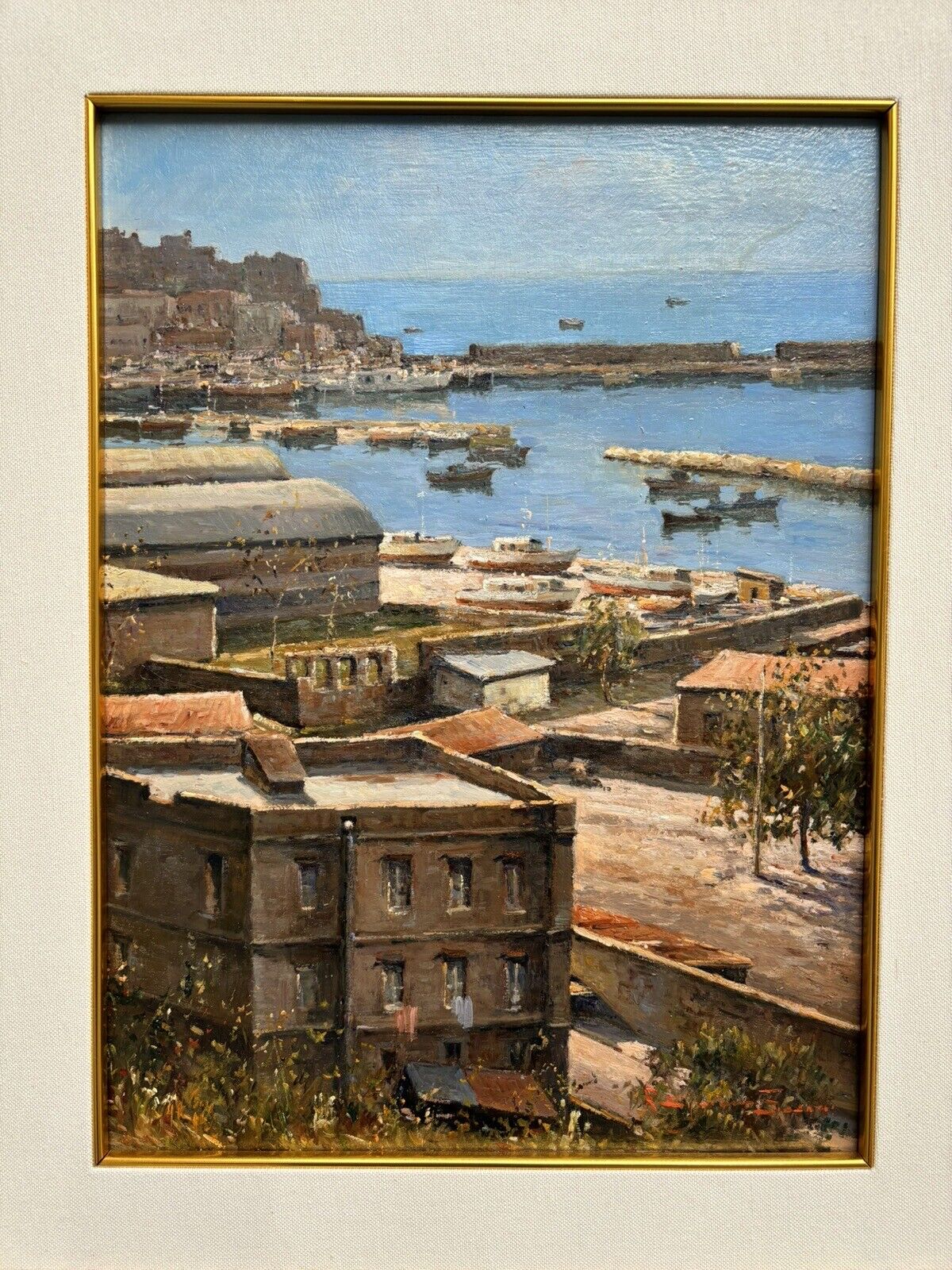 Quadro vintage -Marina Di Pozzuoli- dipinto a olio