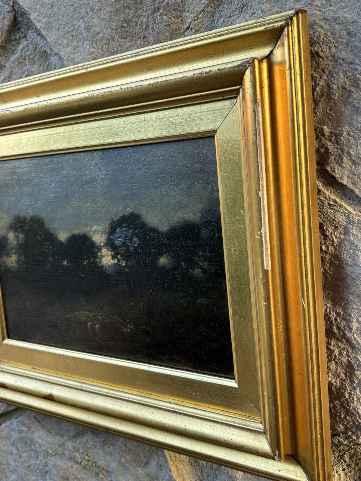 Quadro Antico -Paesaggio Con Gregge- Achille Vertunni- Dipinto A Olio