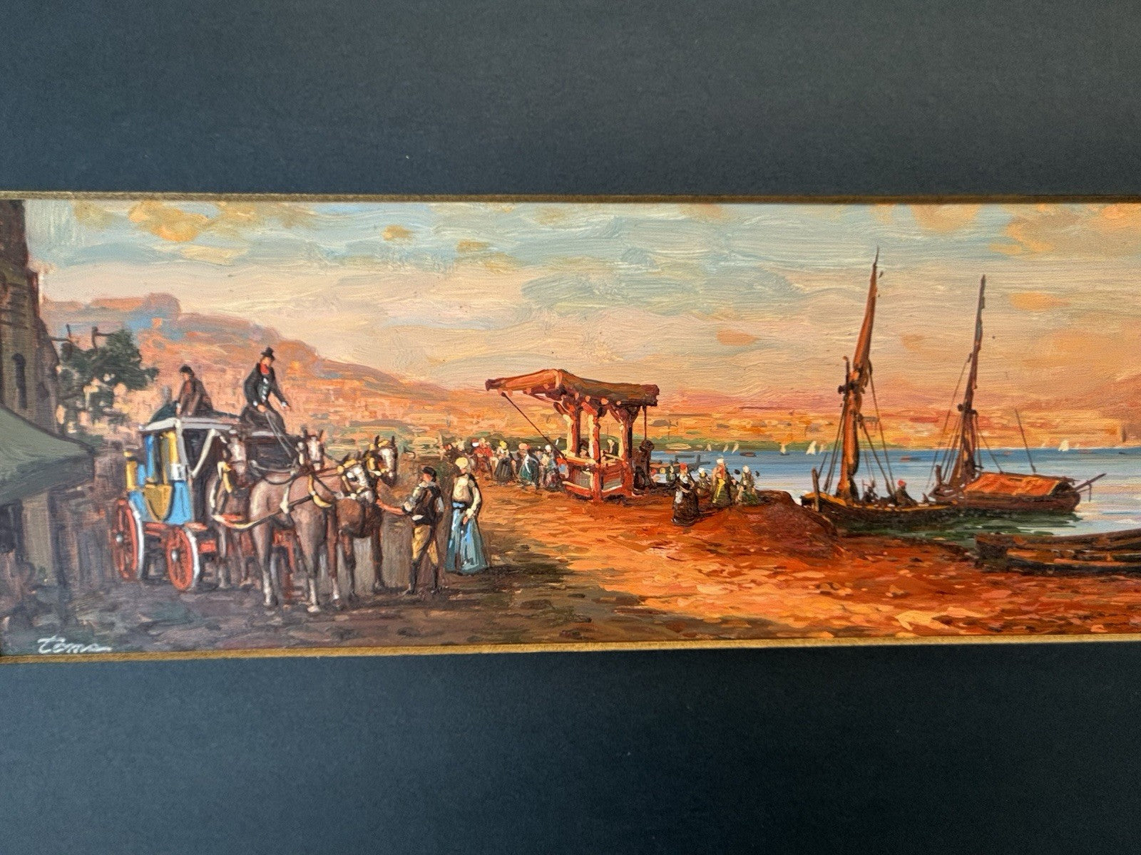 Quadro -Napoli Antica- dipinto a olio su tavola
