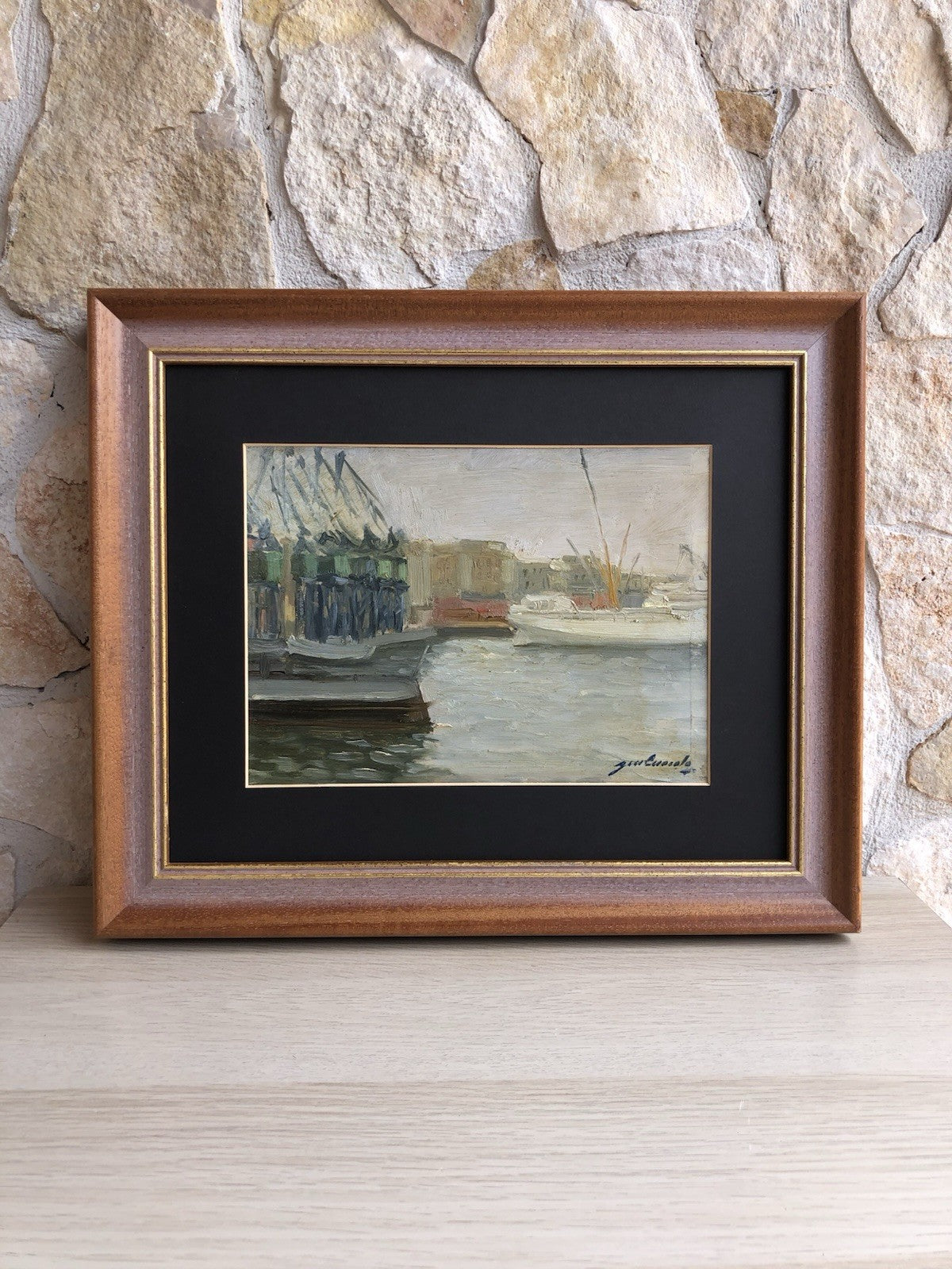 Quadro -Porto Con Barche- Gennaro Cuocolo dipinto a olio