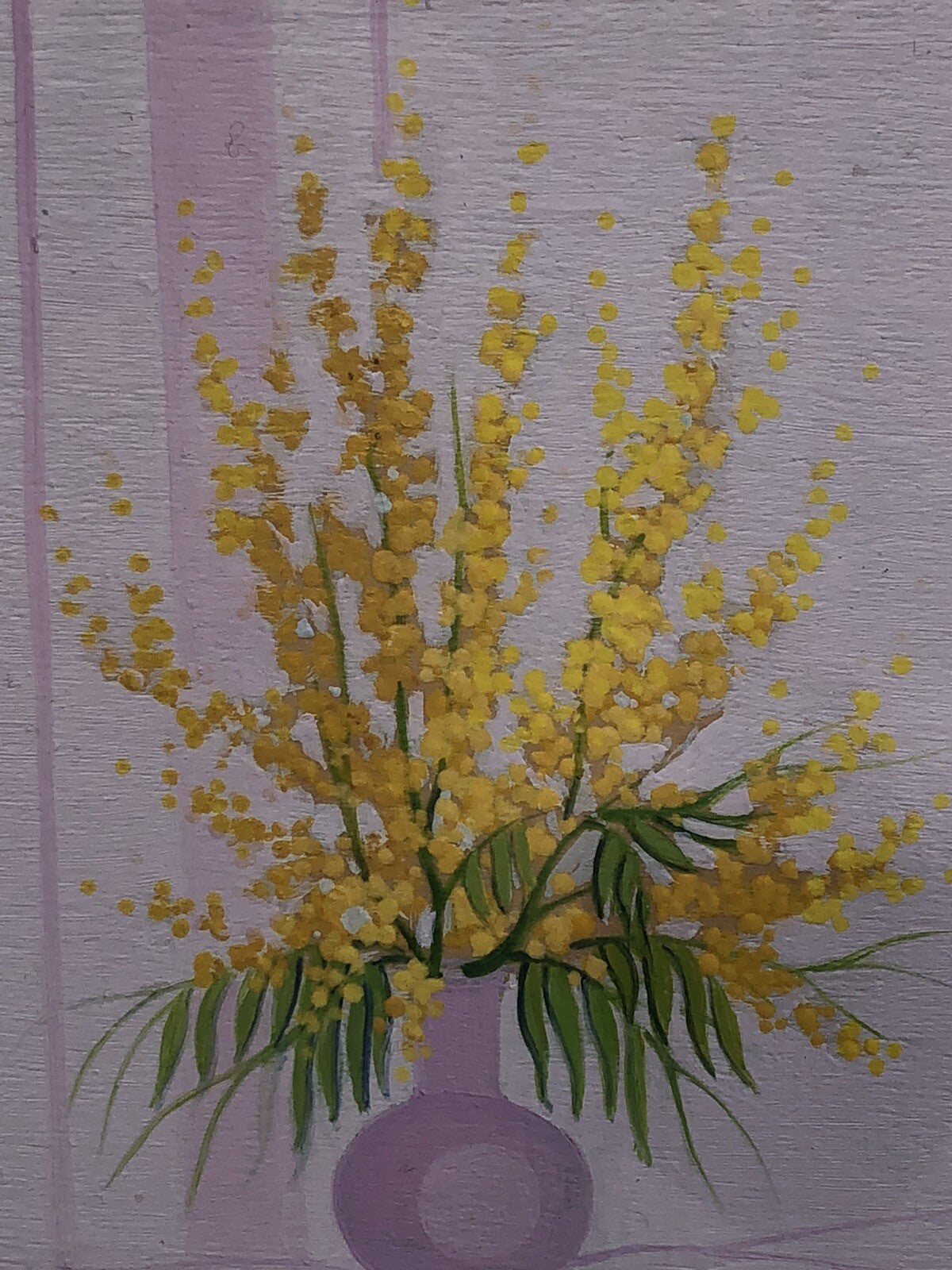 Quadro vintage -Fiori Mimose-dipinto a olio