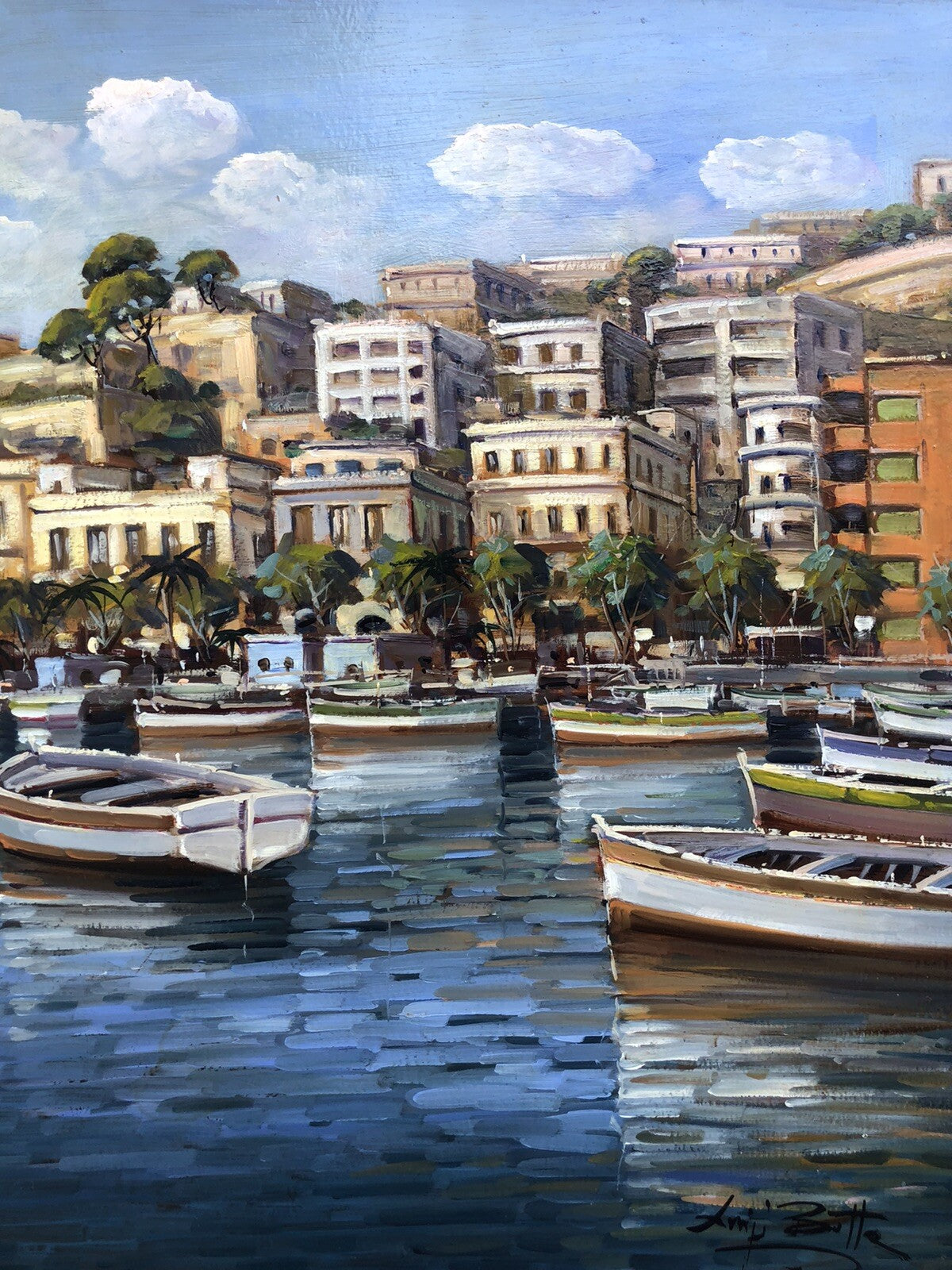 Quadro vintage -Marina Napoli-dipinto a olio