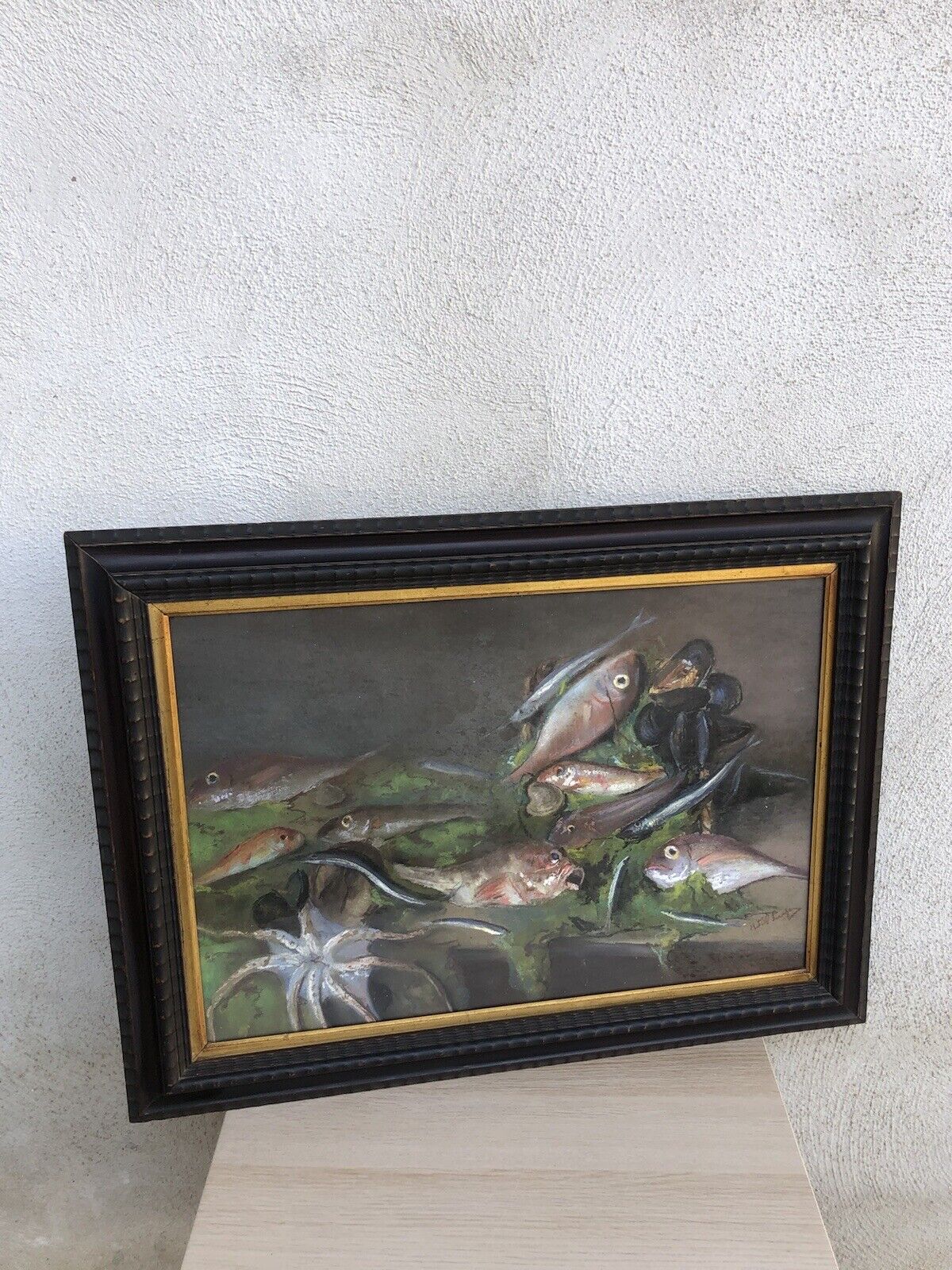 Quadro antico -Natura Morta- dipinto a pastello su tavoletta