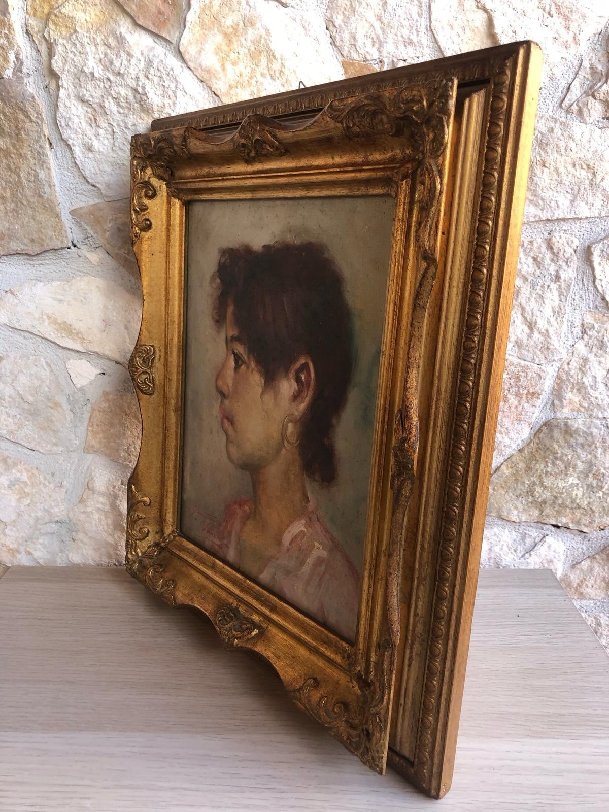 Quadro -Profilo Di Donna- Giovanni Pane dipinto a olio su tela