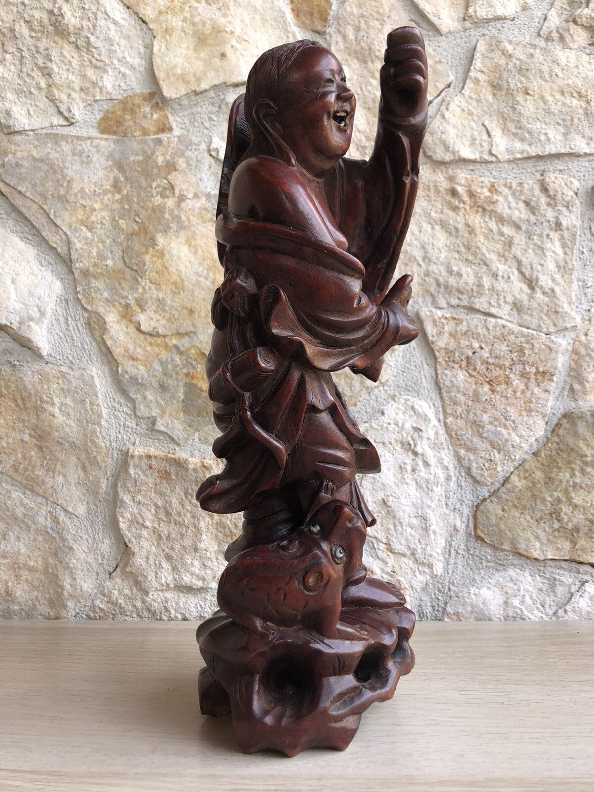 Scultura Cinese Vintage In Legno