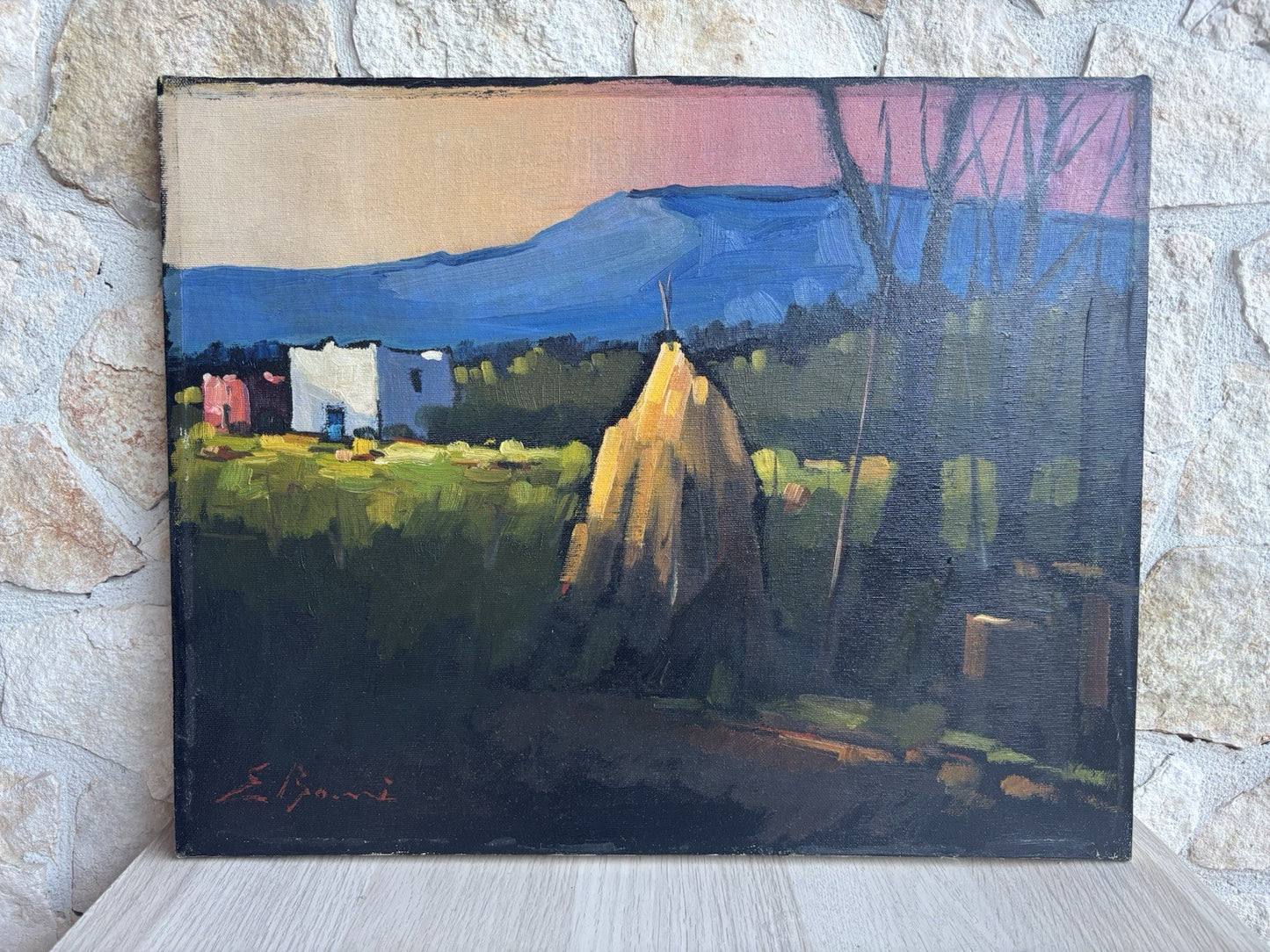 Quadro -Paesaggio Di Campagna- Enrico Bonè dipinto a olio su tela