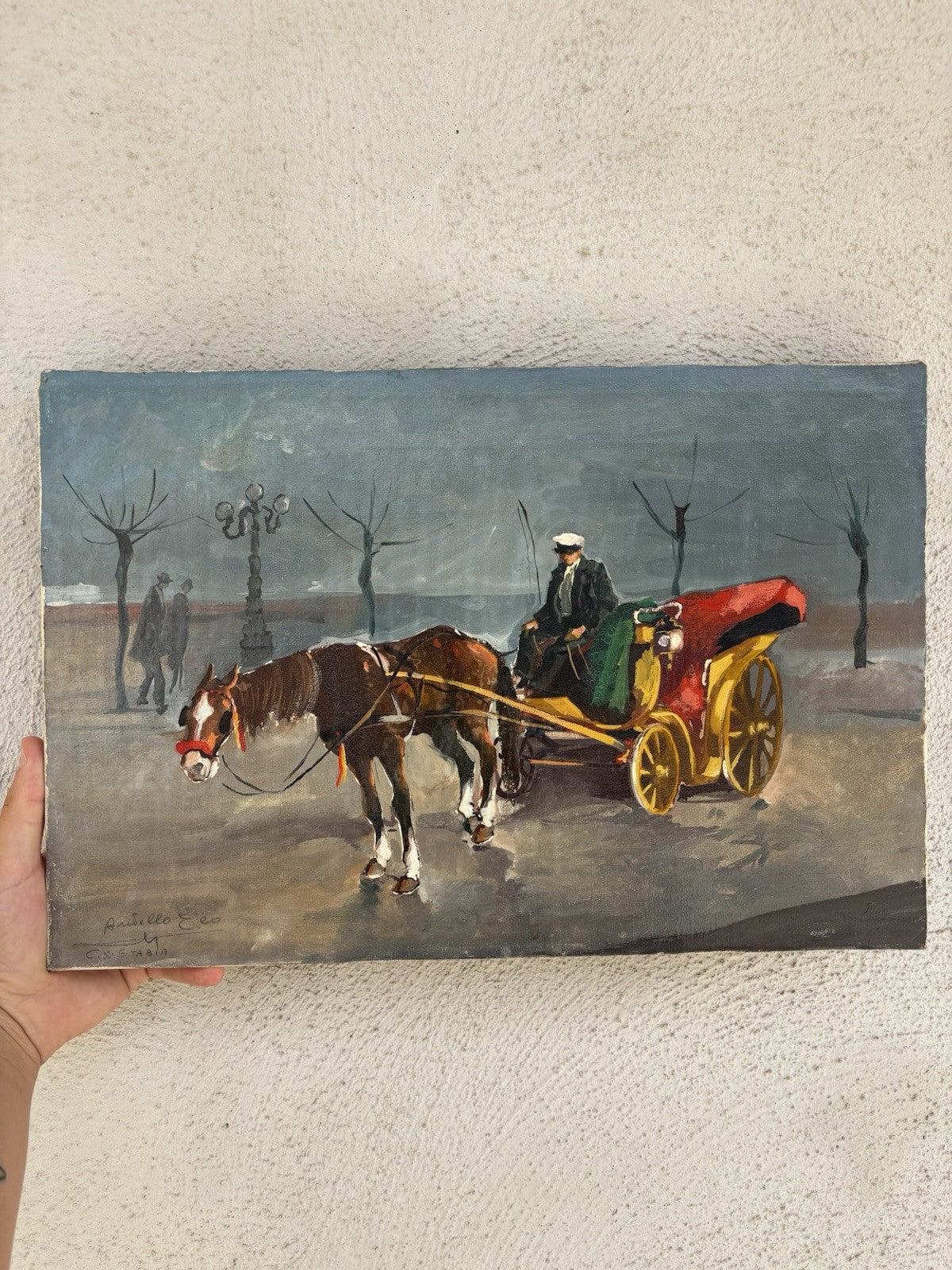 Quadro -Carrozzella Di Paese- Aniello Eco dipinto a olio su tela