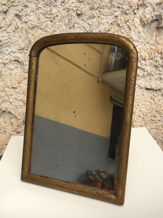 Antico specchio da tavolo con vetro al mercurio