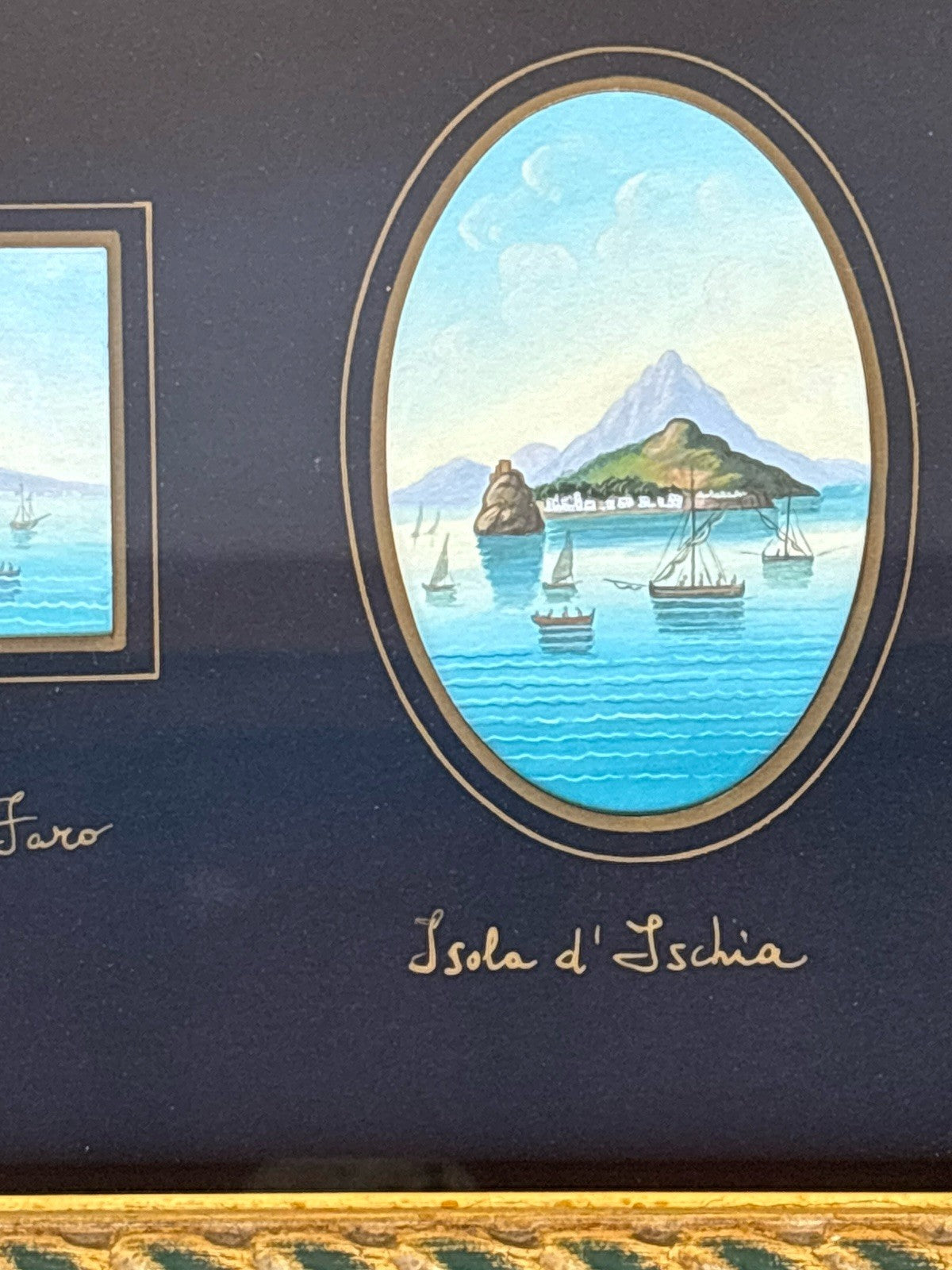 Coppia Di Quadri Vintage Gouache Dipinti -Napoli-