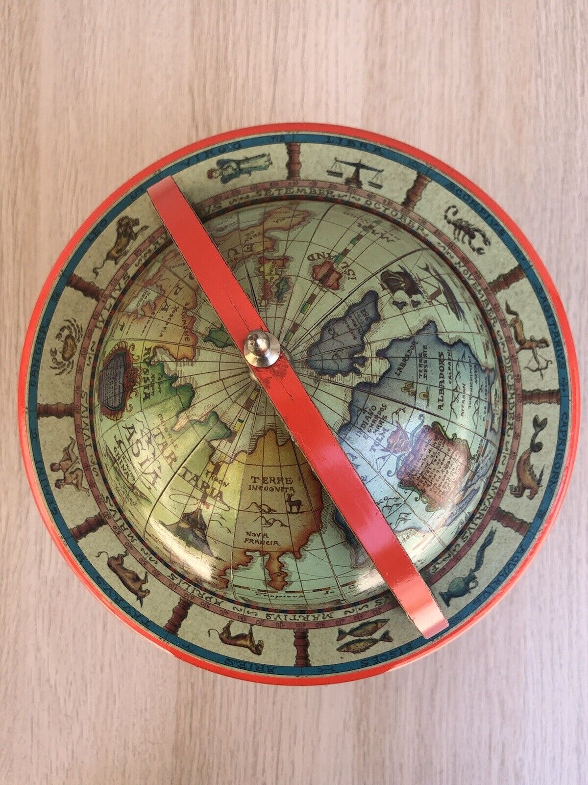 Mappamondo Globo Vintage In Legno