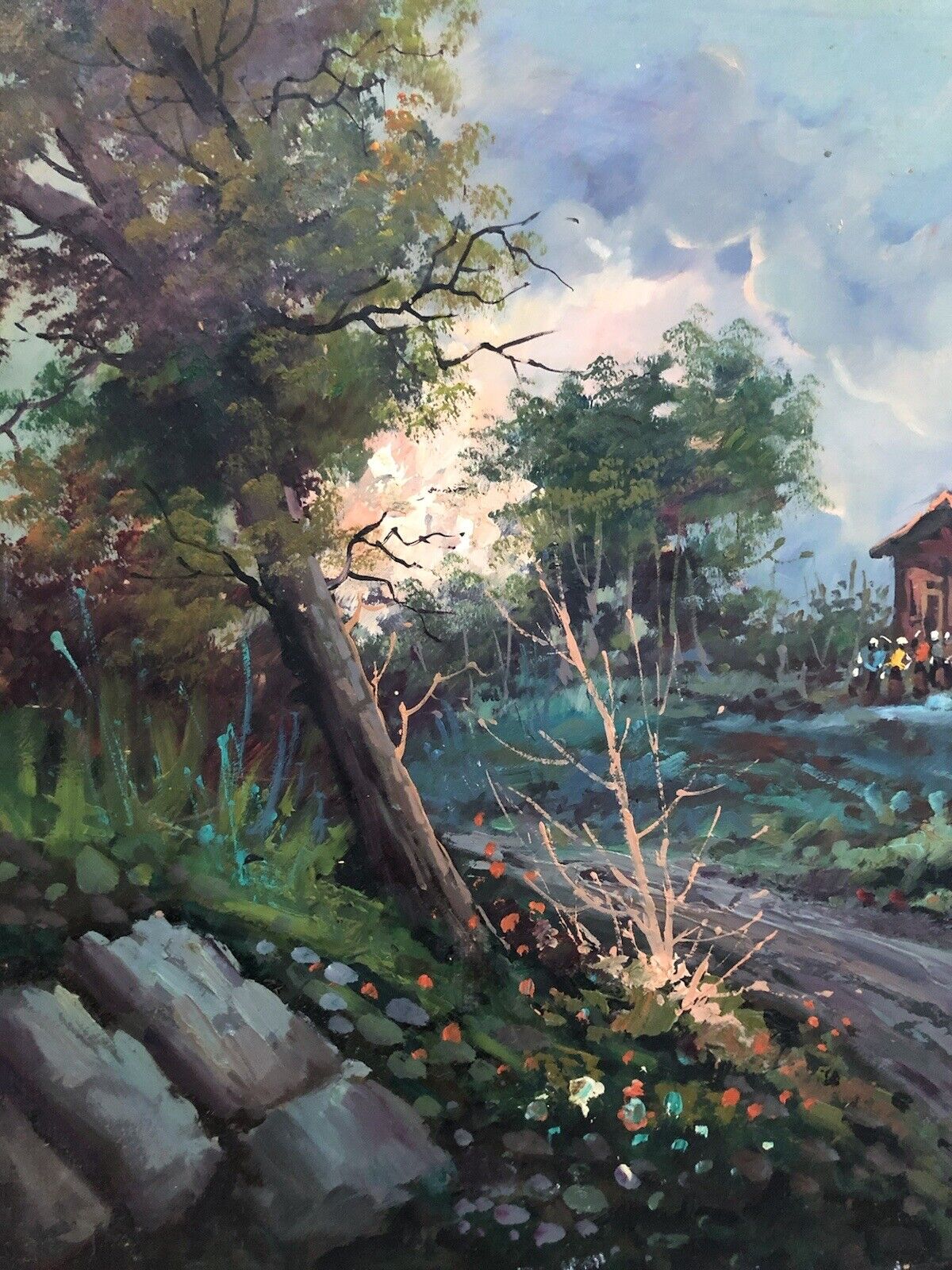 Quadro vintage -Paesaggio- dipinto a olio su masonite
