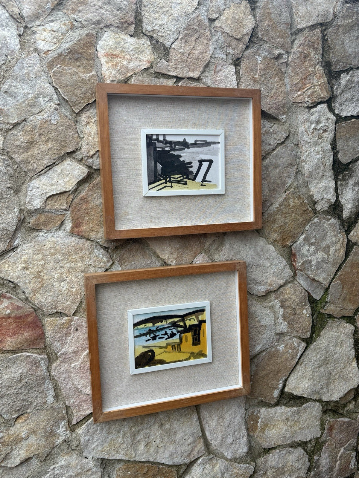 Coppia di quadri -Marine- Mario Sangiovanni tecnica mista su carta