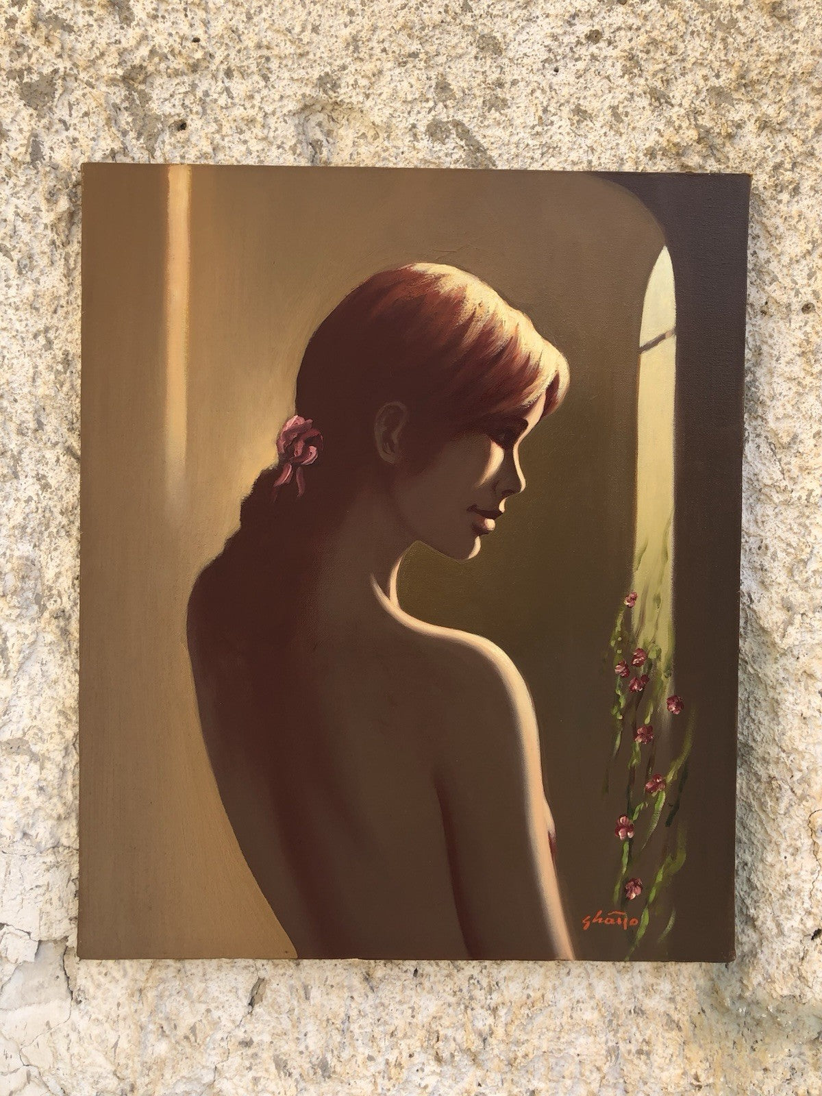 Quadro -Profilo Di Donna- dipinto a olio su tela