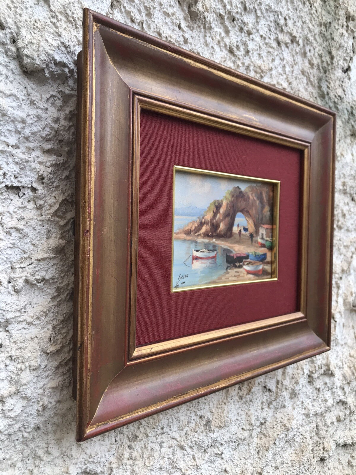 Quadro “marina” Luigi Seme Dipinto A Olio Su Tavoletta Vintage