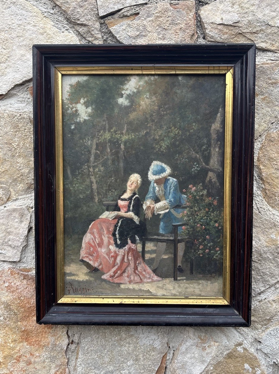 Quadro antico -Figure Di Nobili- Ferdinando Ruggieri- dipinto a olio su tavola