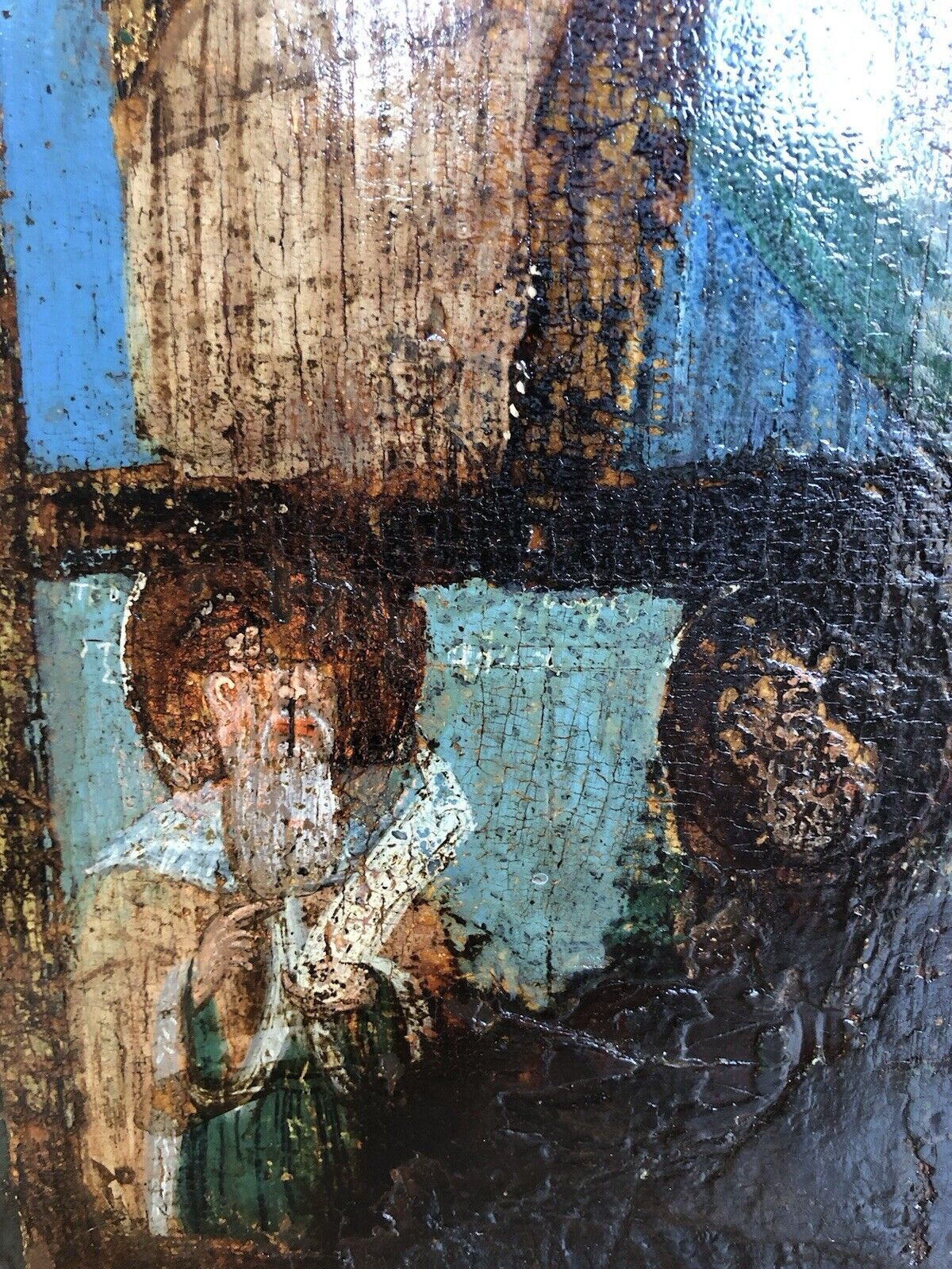 Icona Religiosa Antica Dipinta Su Legno