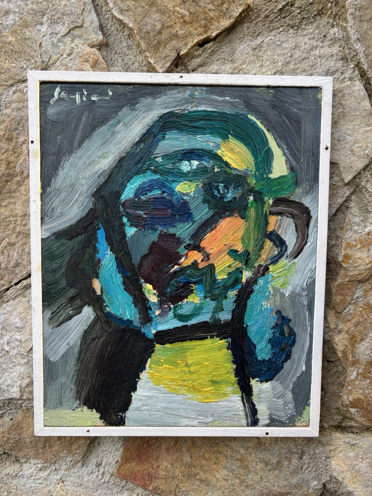 Coppia di quadri -Figure Astratte- Mario Sangiovanni dipinti ad olio