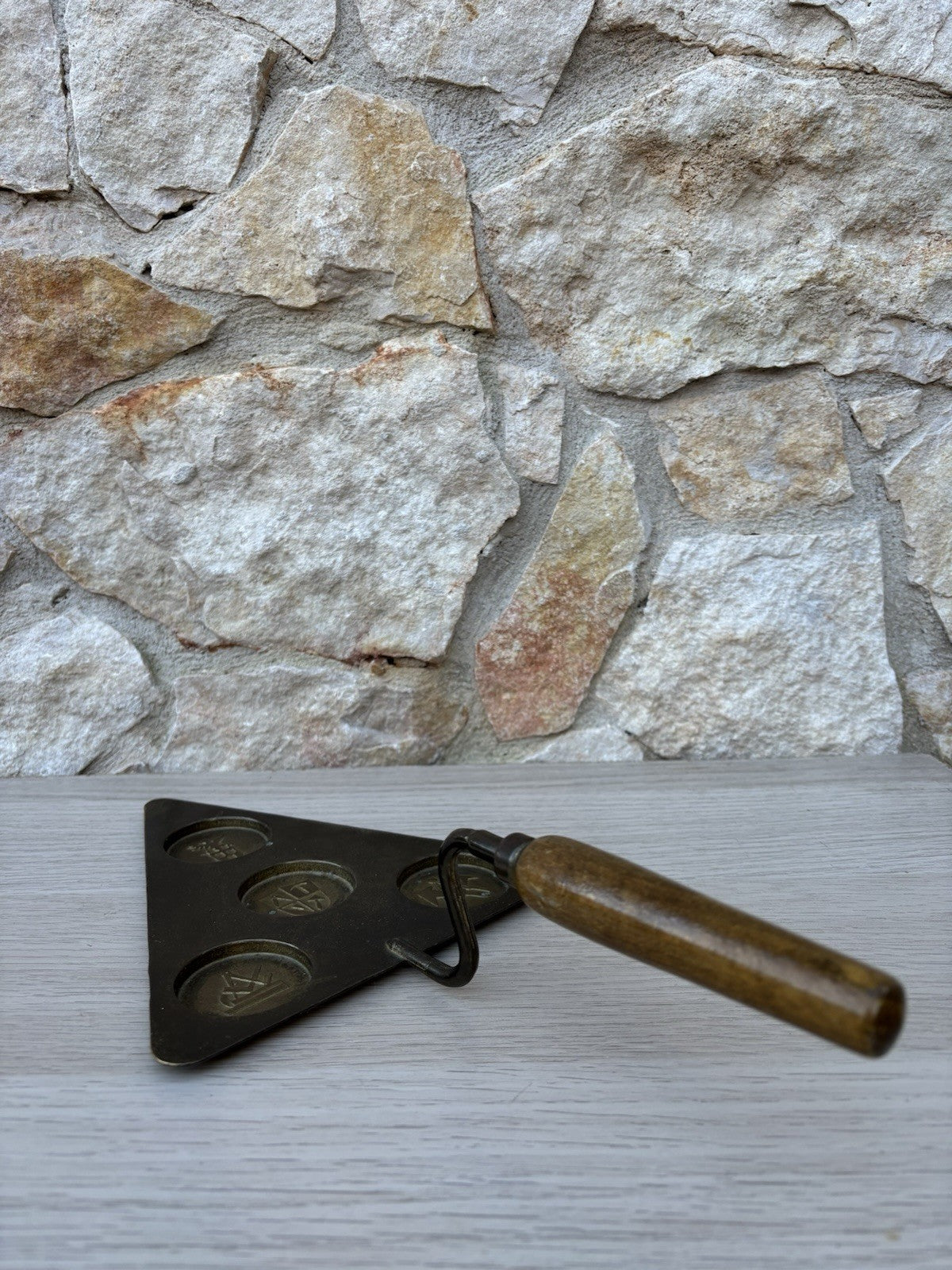 Cazzuola Massonica Vintage In Ottone E Legno