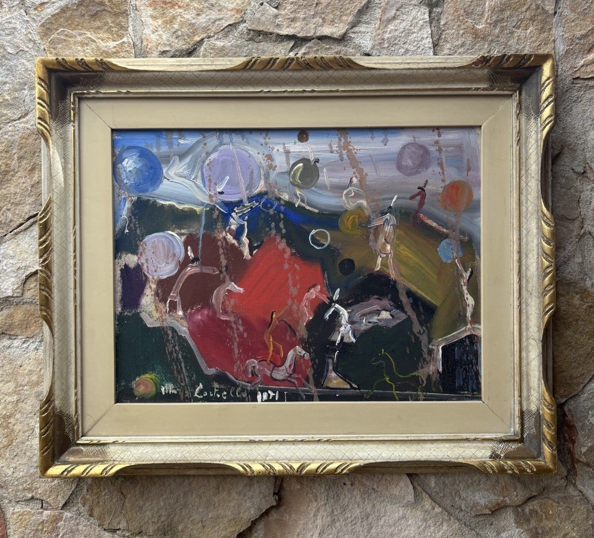 Quadro -Fantasie Di Pulcinella- Mario Cortiello- dipinto a olio su tela