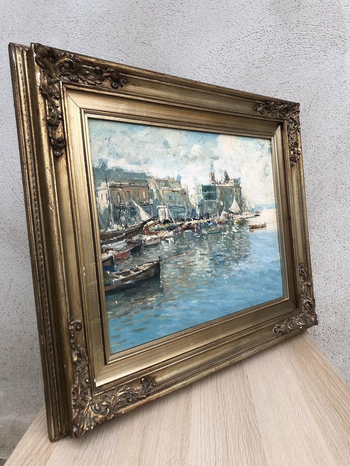 Quadro vintage -Porto Di Pozzuoli- dipinto a olio