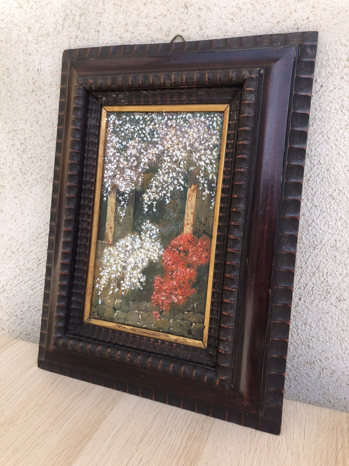 Quadro antico -Pergolato-dipinto a olio su tavola