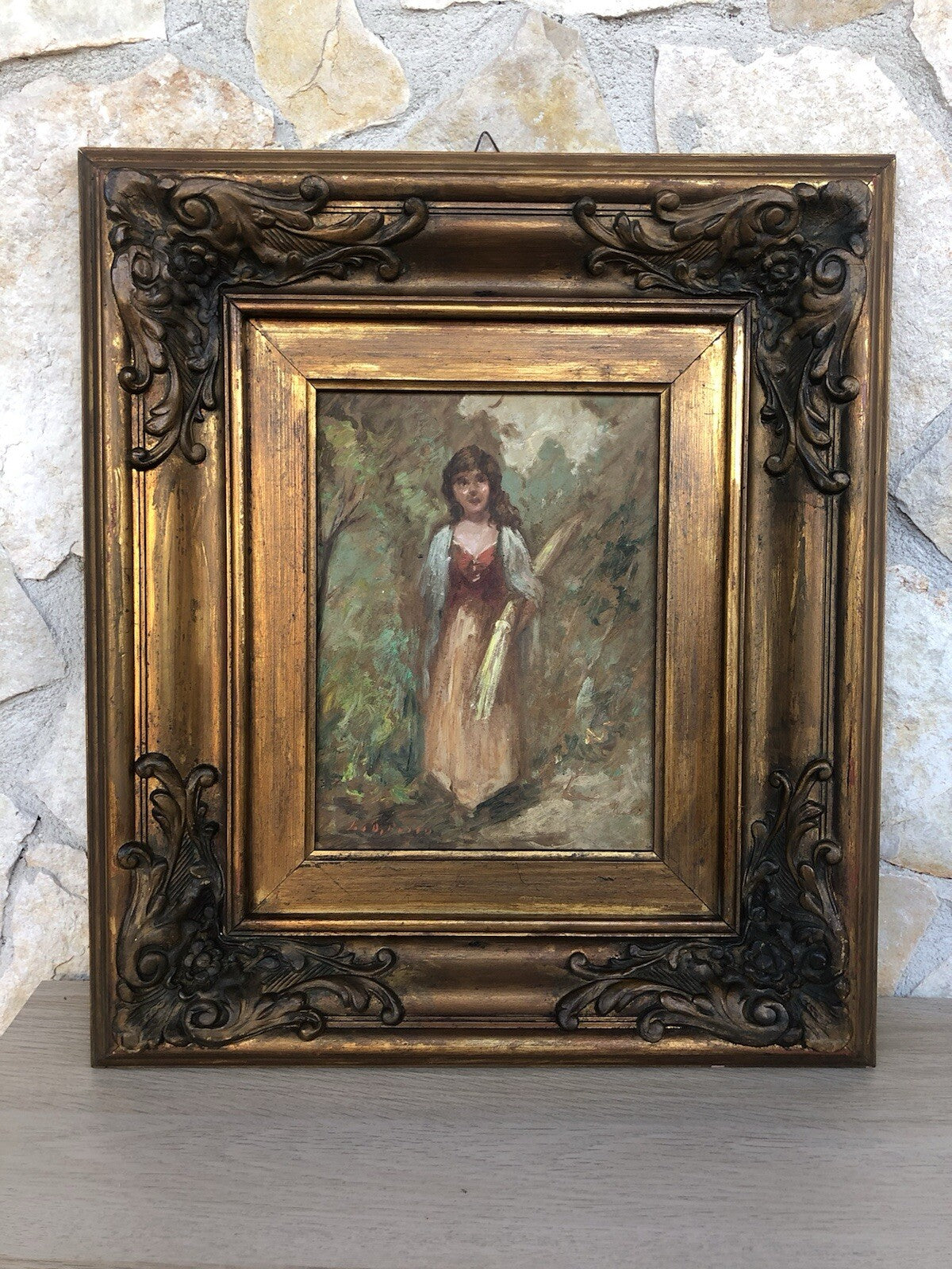 Quadro vintage -Contadina- dipinto a olio
