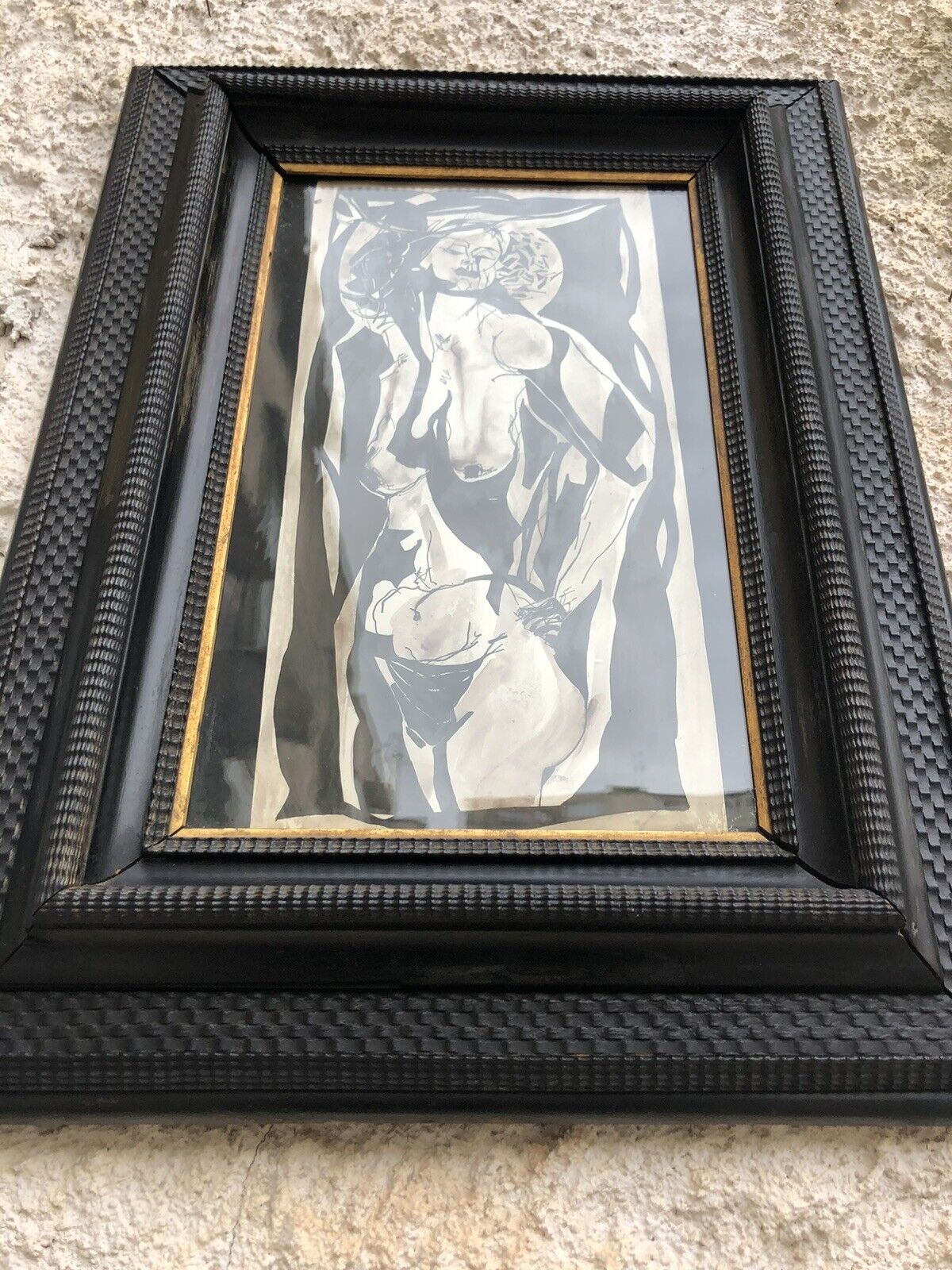 Quadro antico -Nudo- tecnica mista su carta