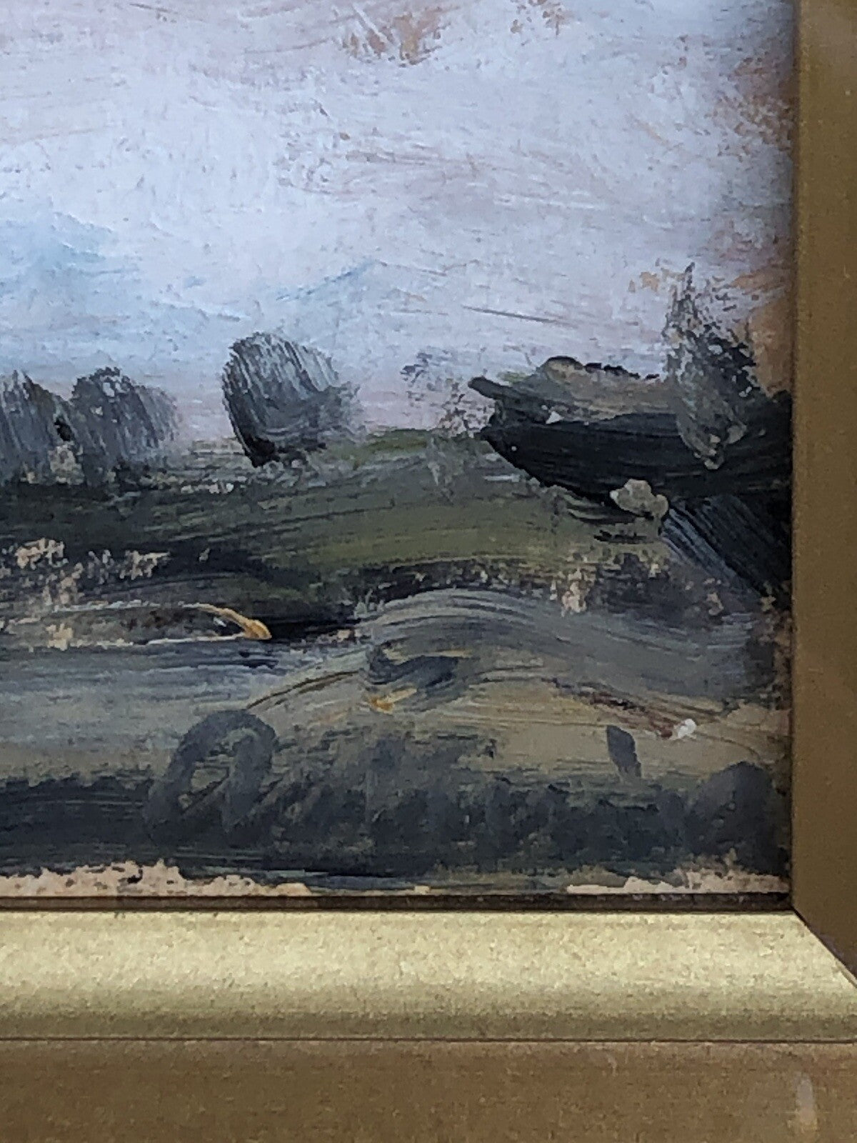 Quadro vintage -Paesaggio- dipinto a tempera su cartoncino