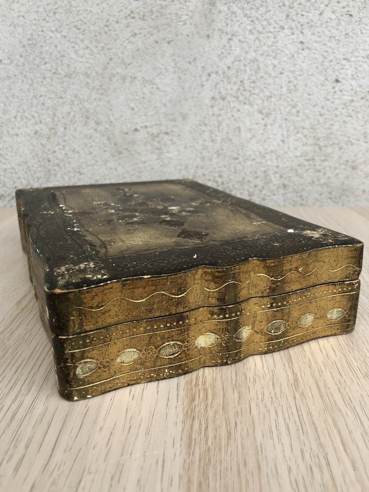 Scatola Portagioie Vintage In Legno Stile Fiorentino