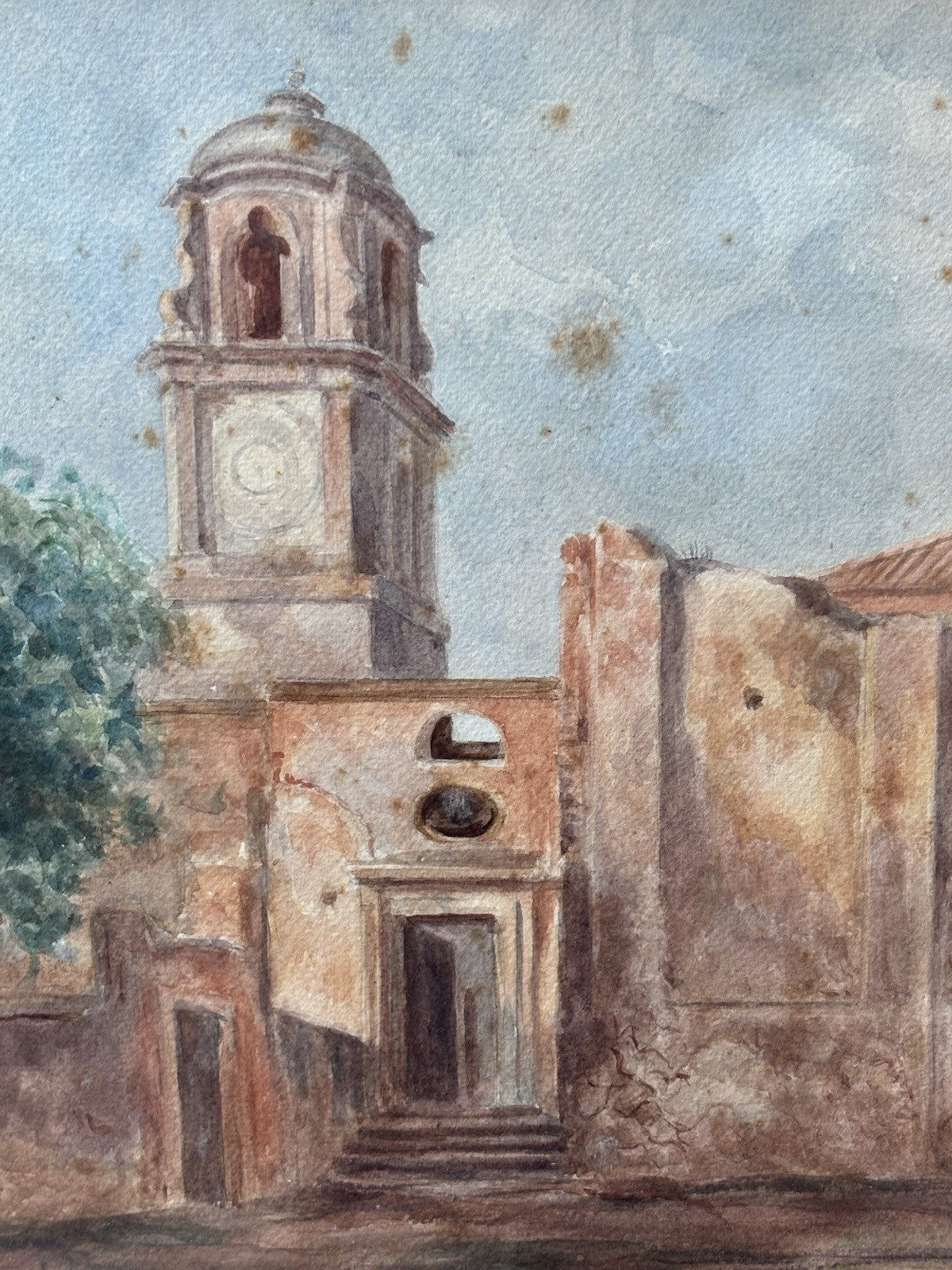 Quadro -Chiesa- realizzato ad acquerello su carta
