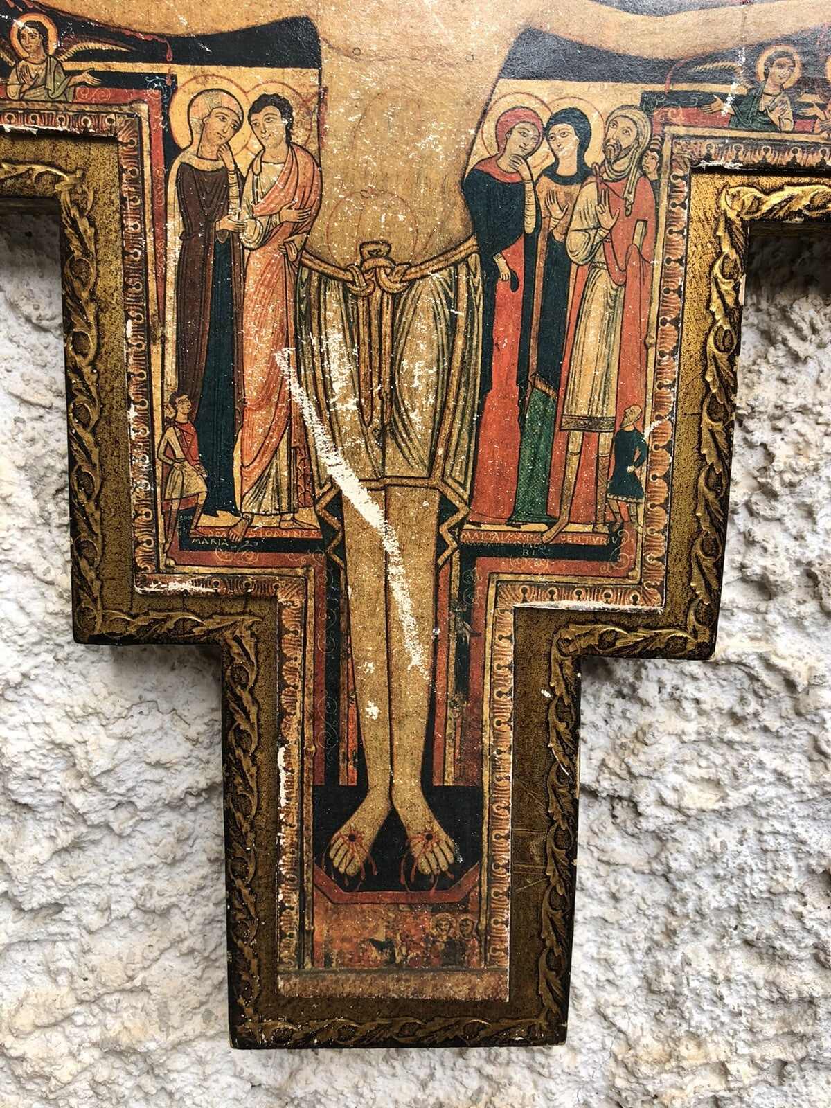 Croce Crocifisso Vintage In Legno Stile Fiorentino