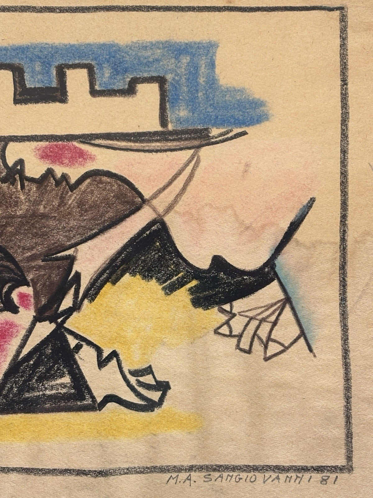 Quadro -Astratto- Mario Sangiovanni disegno su carta