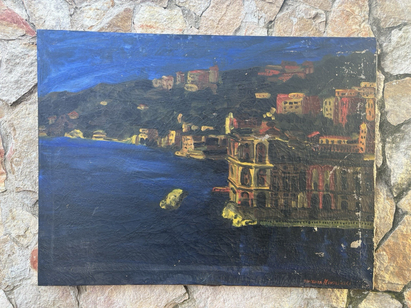 Quadro -Palazzo Donn’Anna- Vincenzo Montefusco dipinto a olio su tela