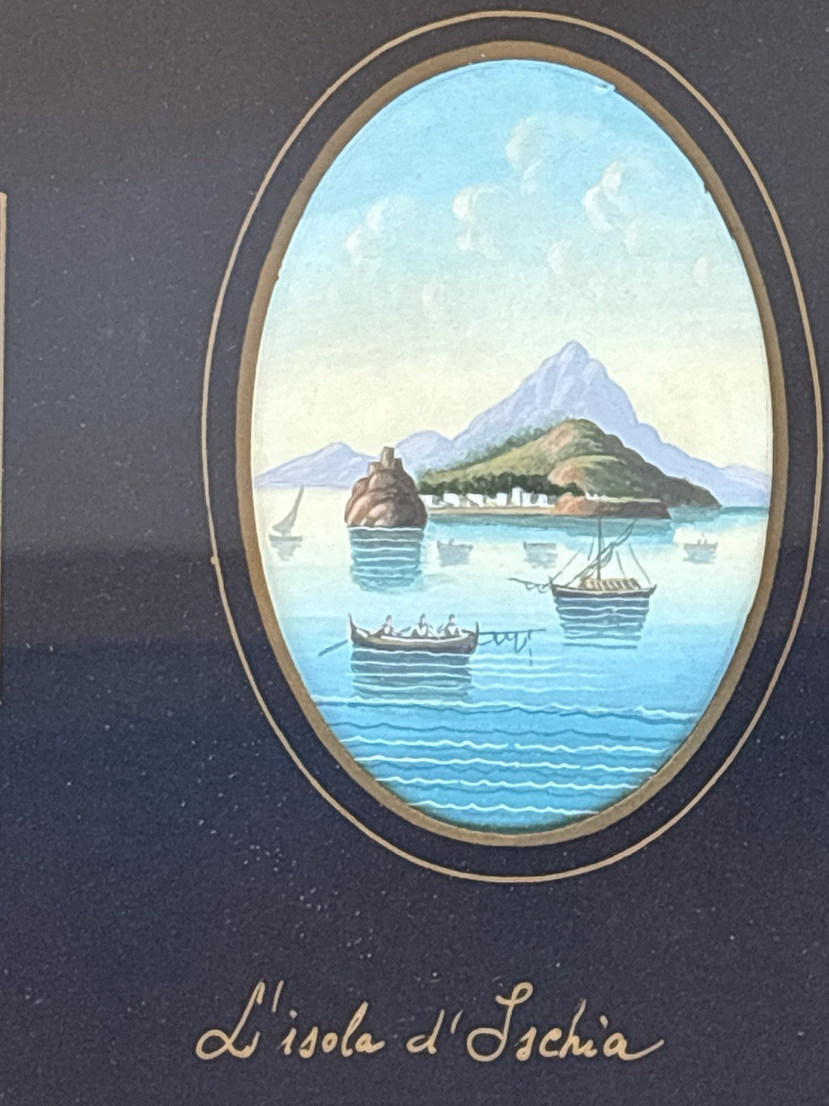 Coppia Di Quadri Vintage Gouache Dipinti -Napoli-