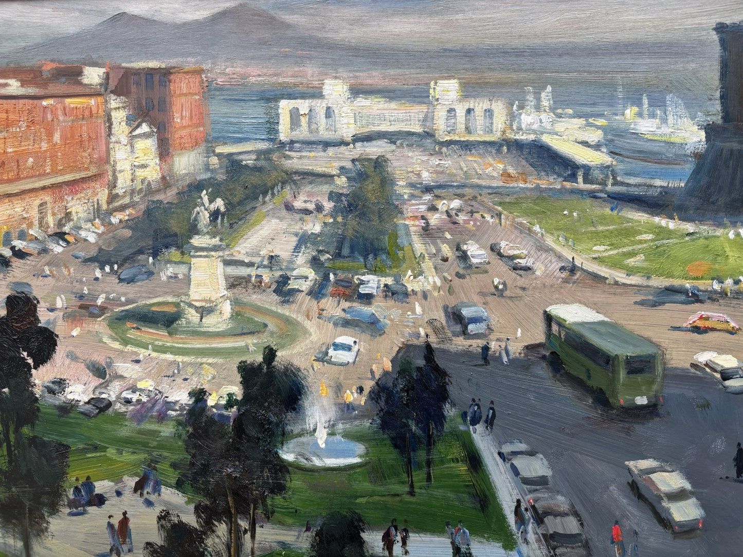 Quadro -Napoli Piazza Municipio- Enrico Aprile- dipinto a olio