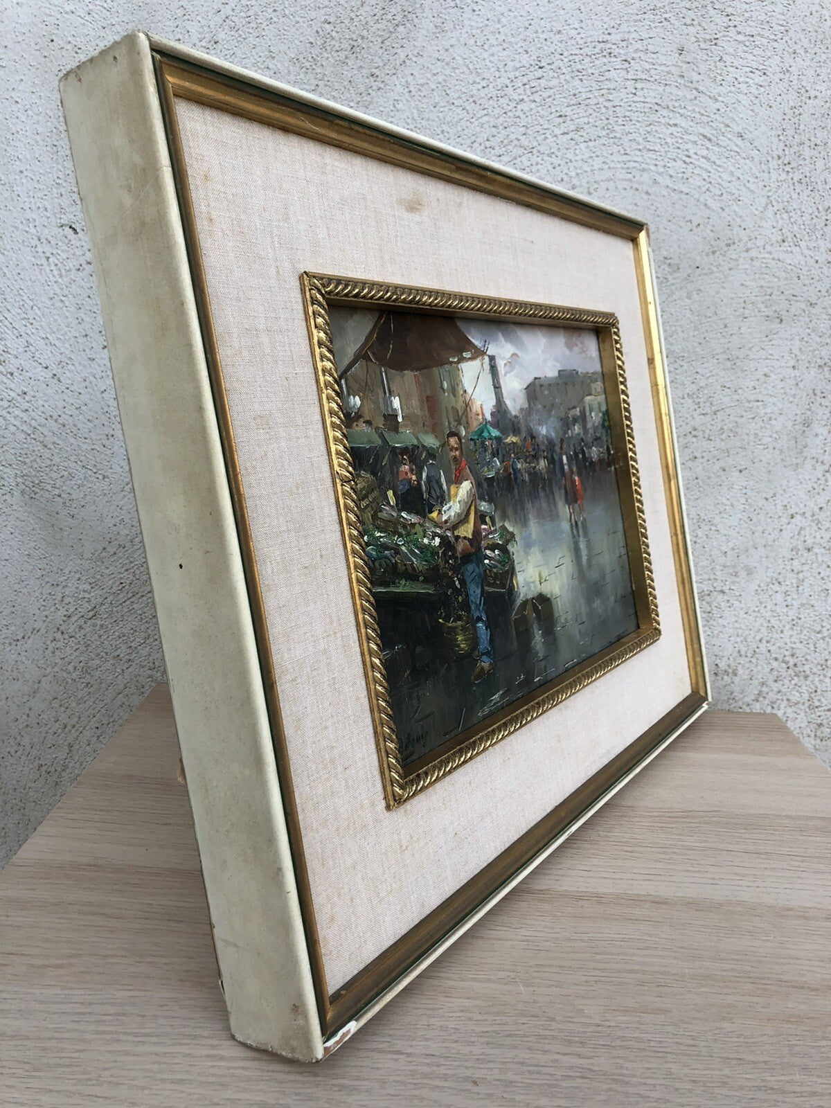 Quadro vintage -Mercato- dipinto a olio
