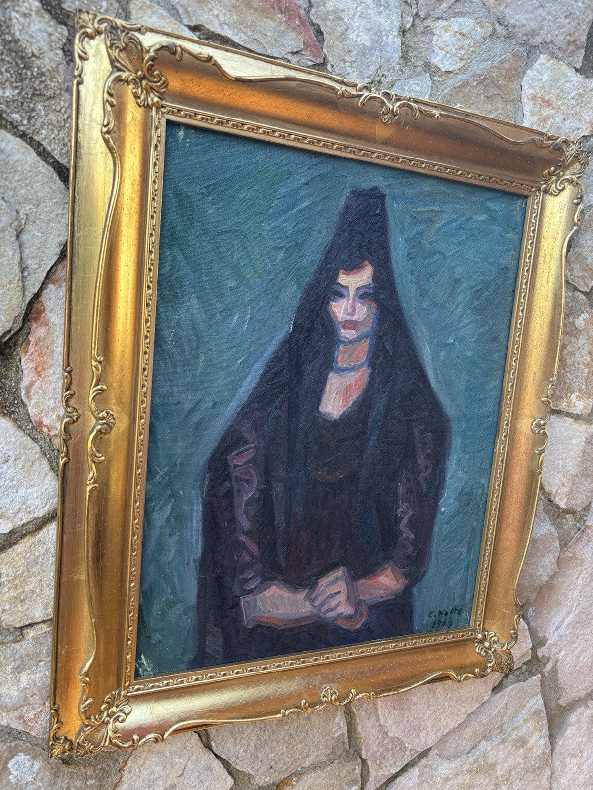 Quadro -Figura Di Donna- Emilio Notte- dipinto a olio su tela