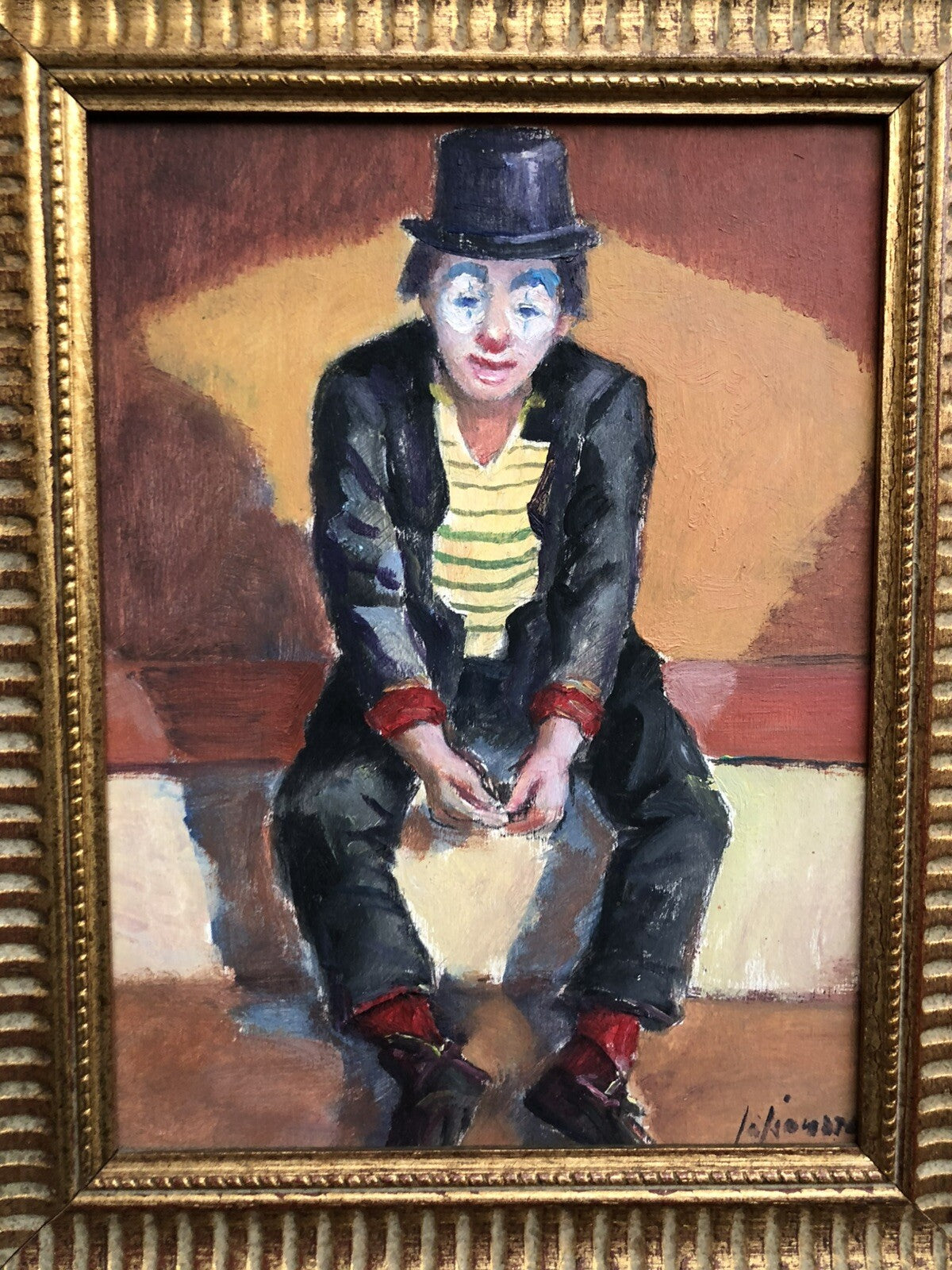 Quadro -Clown- dipinto a olio su tavoletta