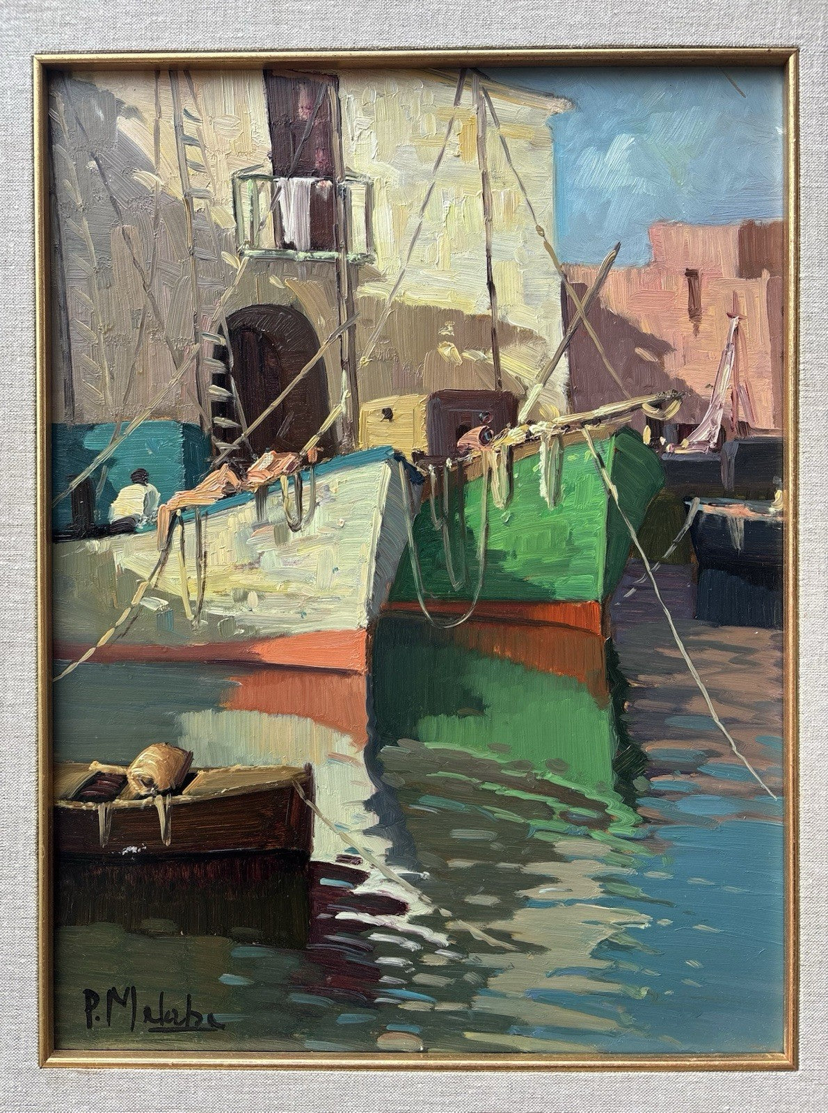 Quadro -Barche Al Porto- Paolo Malerba- dipinto a olio