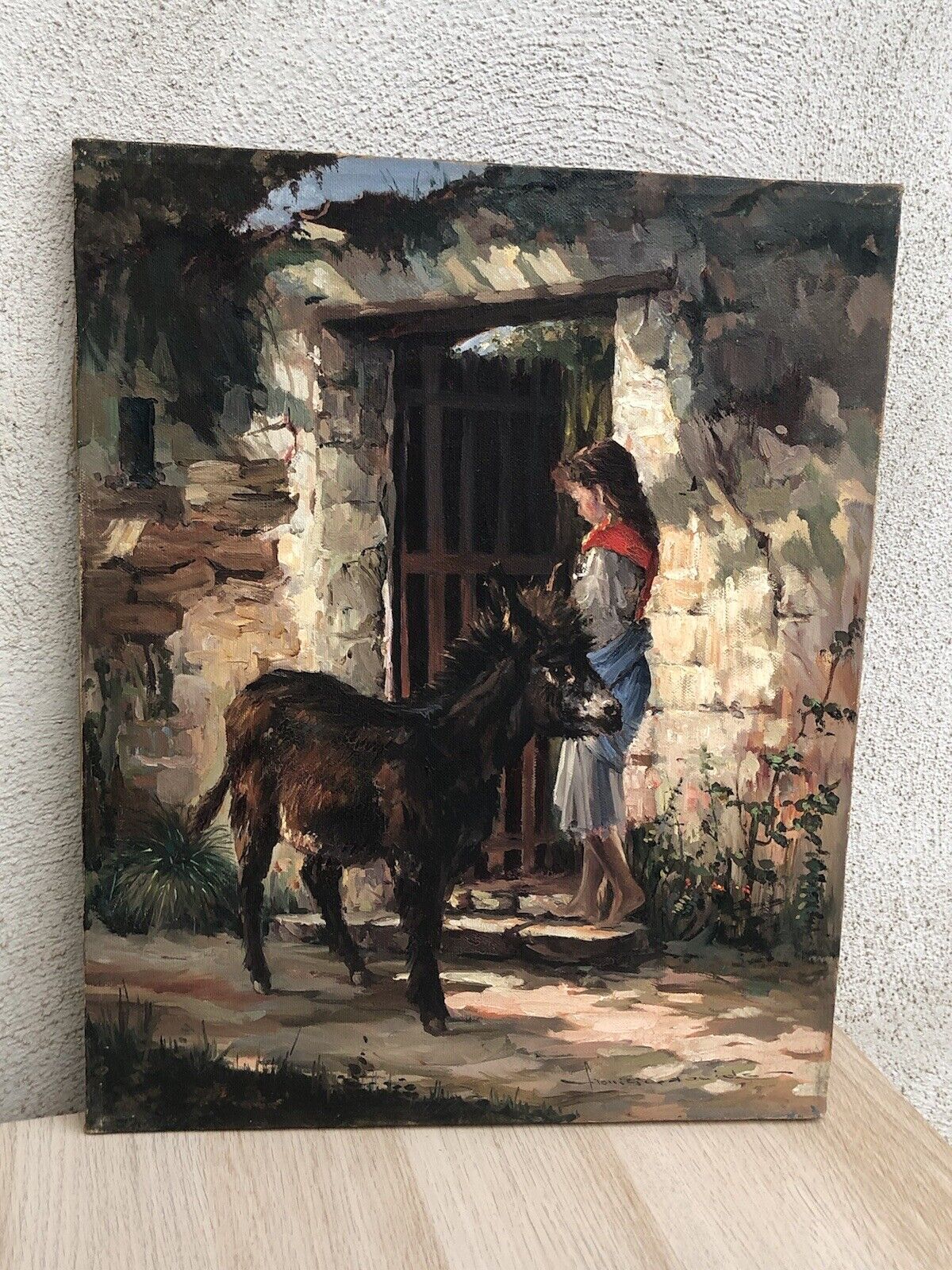 Quadro vintage -Asinello- dipinto a olio su tela