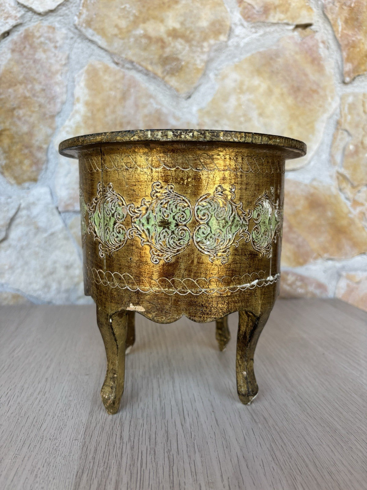 Scatola Portagioie Vintage In Legno Stile Fiorentino
