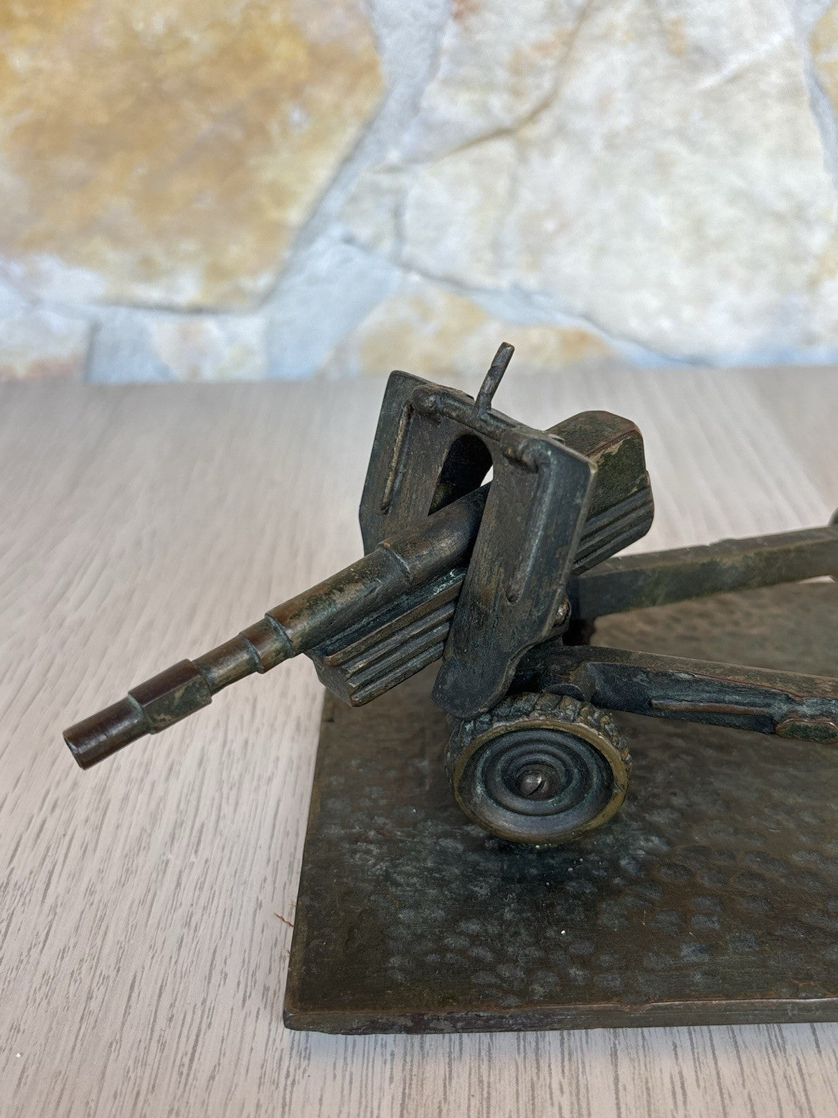 Scultura Vintage Cannone In Bronzo