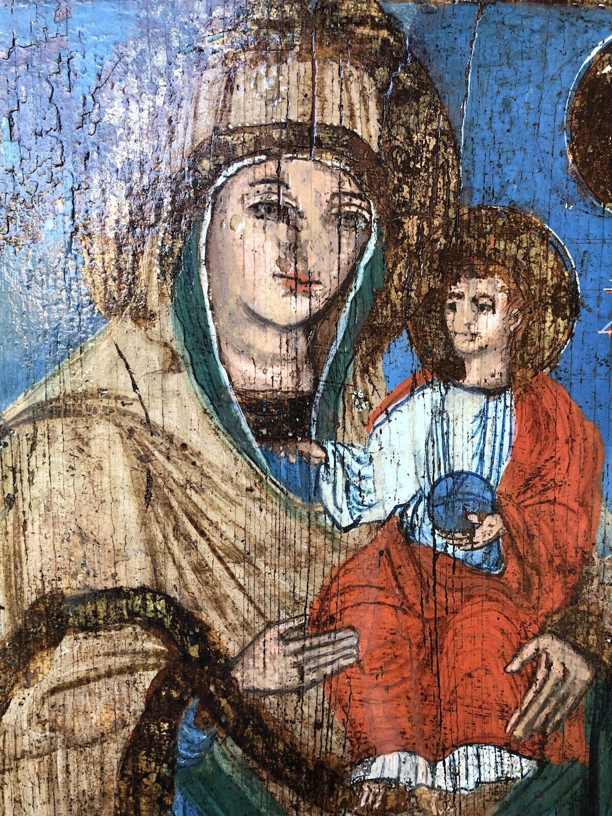 Icona Religiosa Antica Dipinta Su Legno