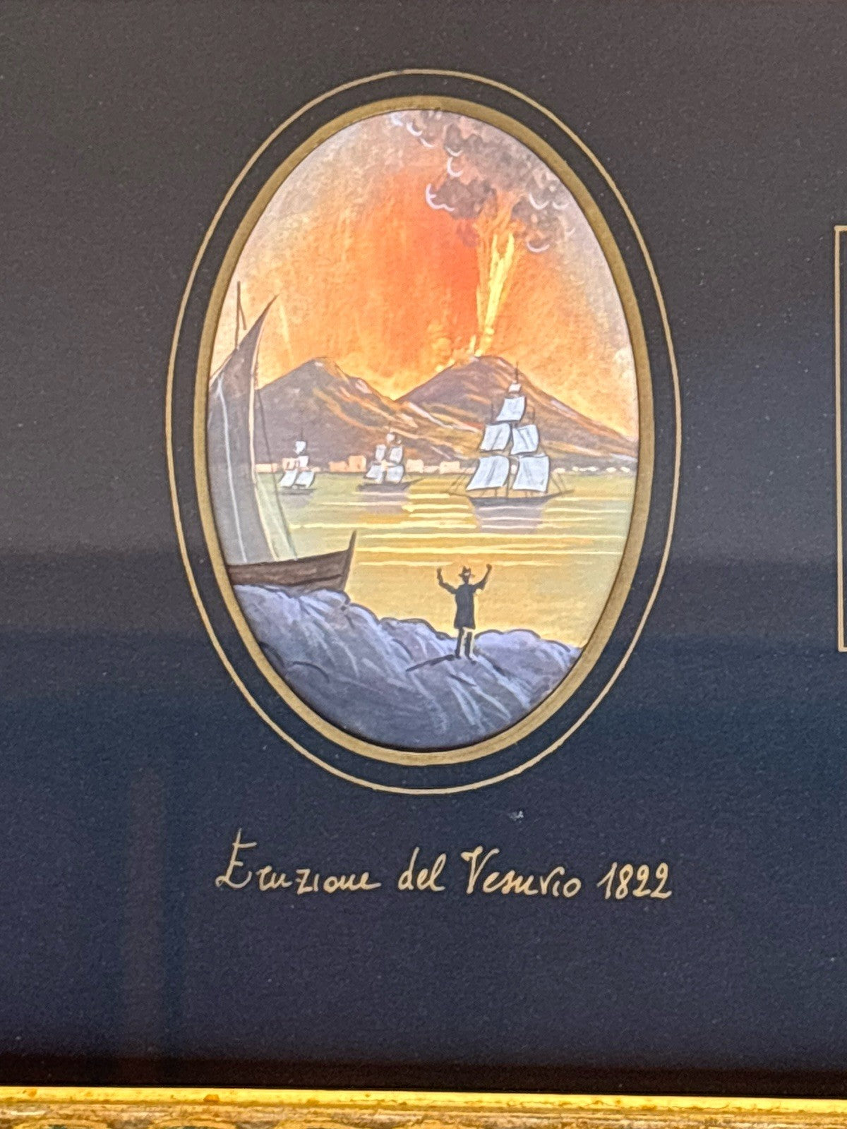 Coppia Di Quadri Vintage Gouache Dipinti -Napoli-